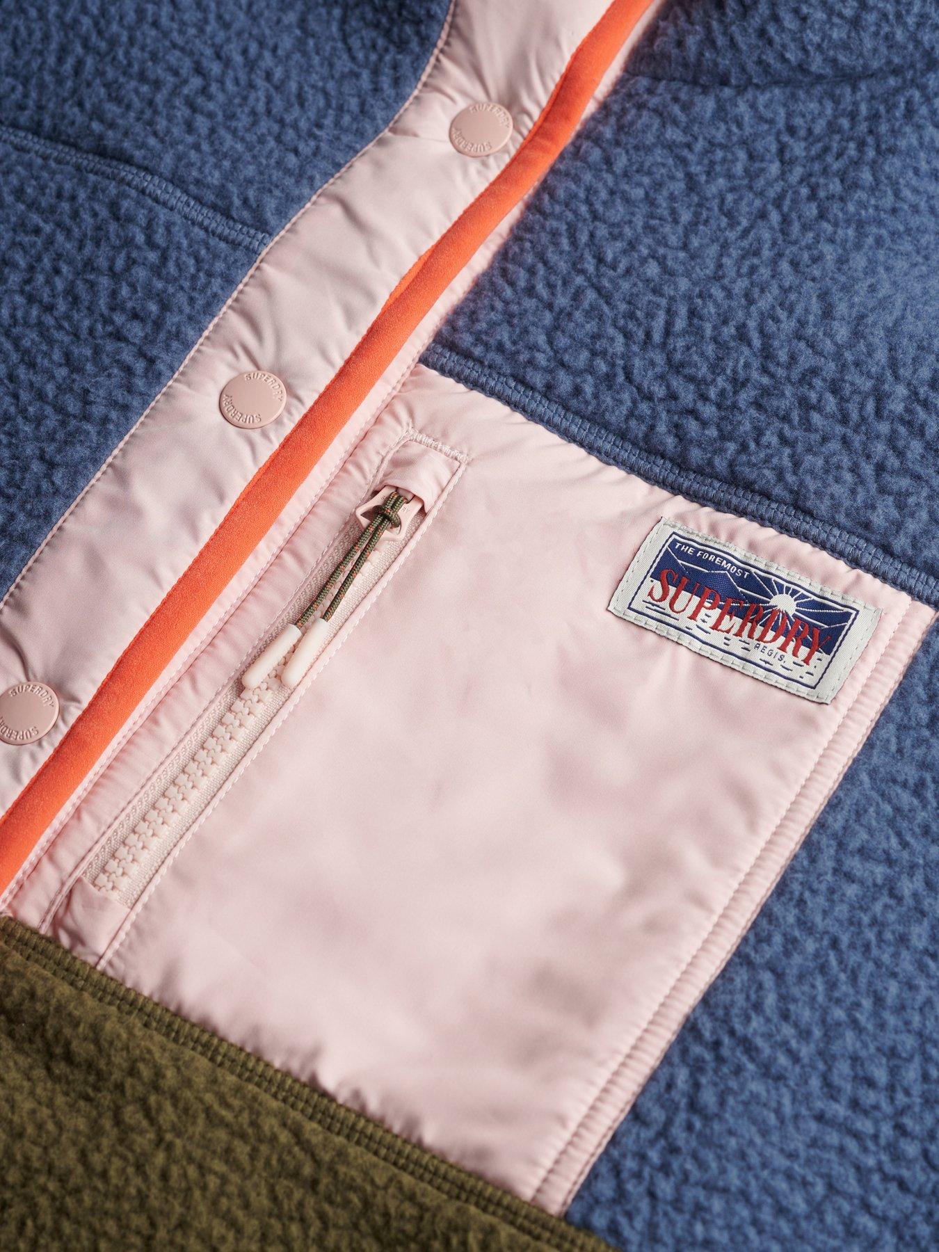 Image 6 of 6 of Superdry Colour Block Fleece Jacket - Blue