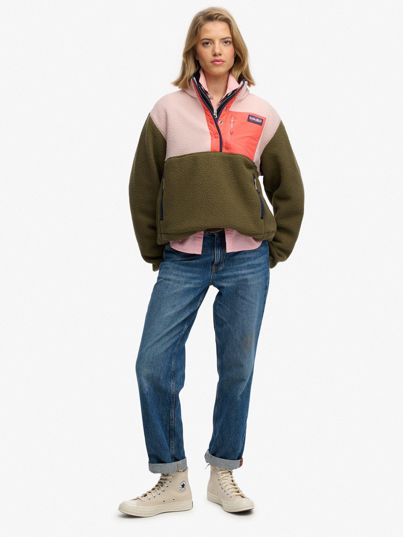 Image 3 of 5 of Superdry Colour Block Fleece Pull Over - Green