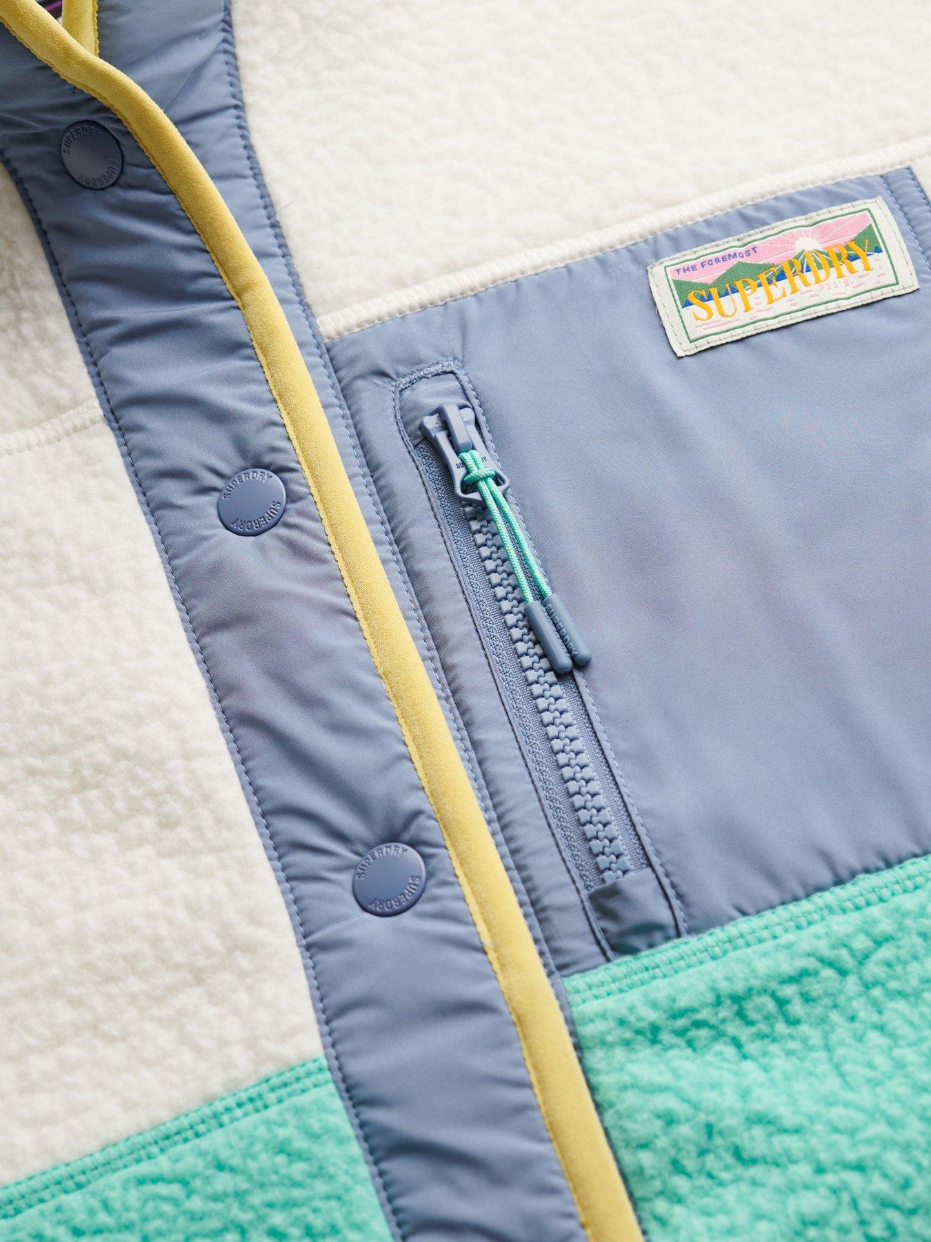 Image 7 of 7 of Superdry Colour Block Fleece Jacket - White