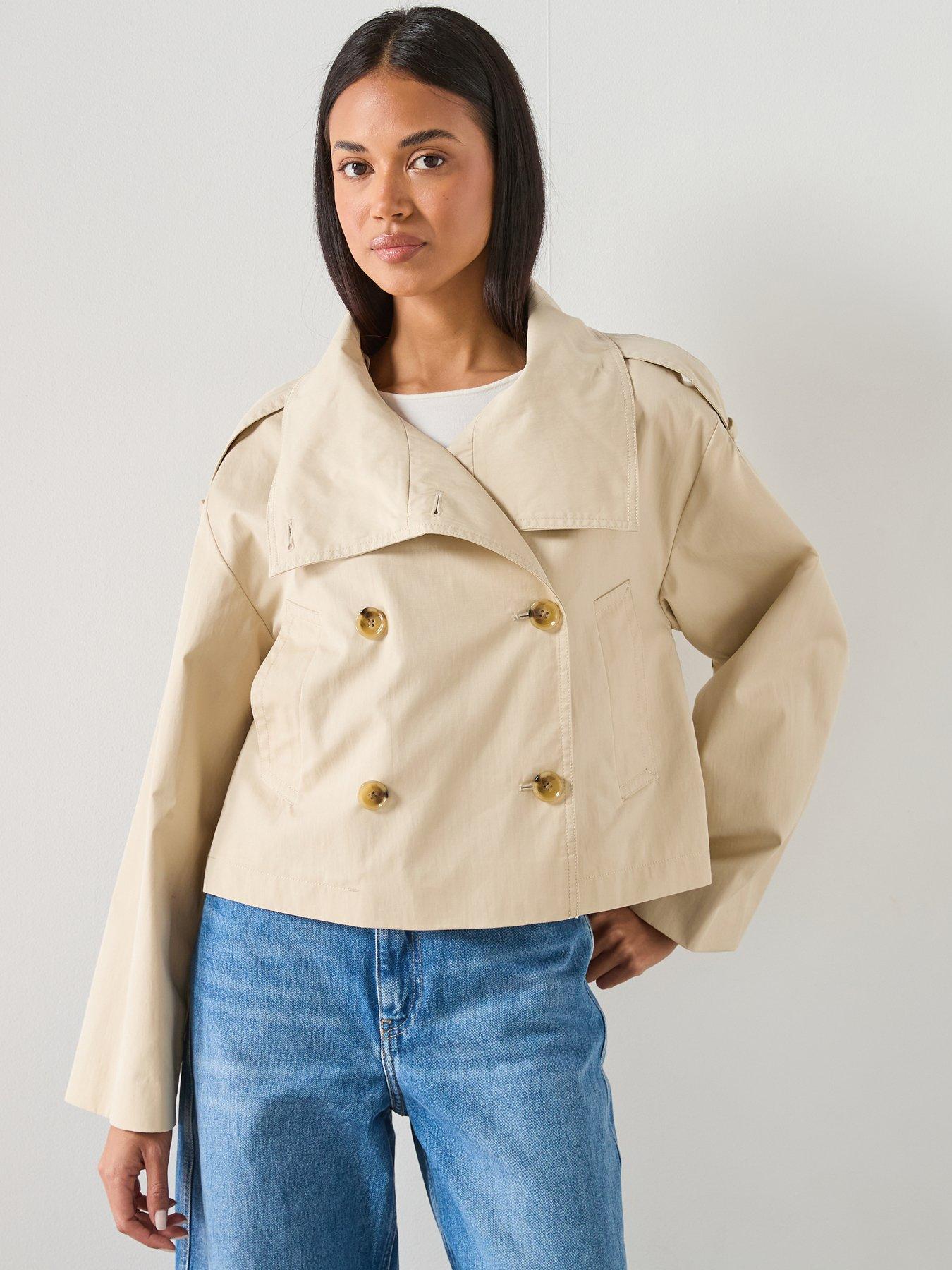 mango-double-breasted-cropped-trench-coat-beigefront