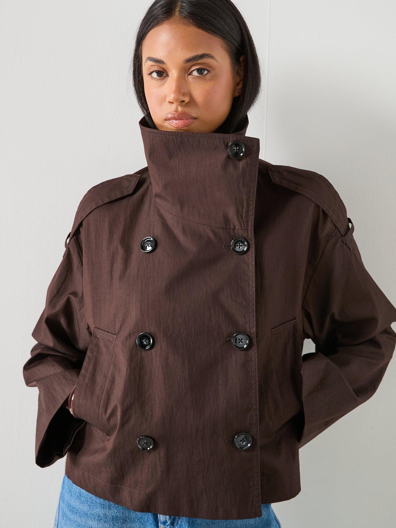 mango-double-breasted-cropped-trench-coat-brownoutfit