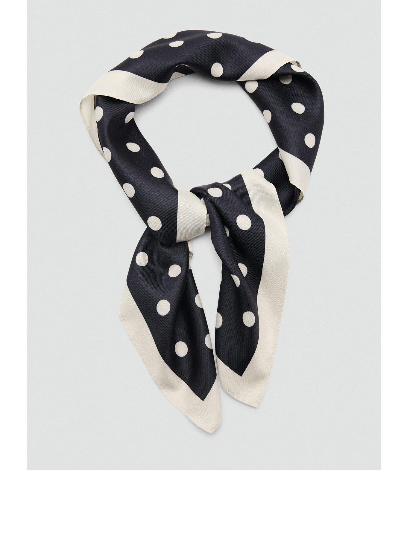 mango-satin-check-print-scarf-beigefront
