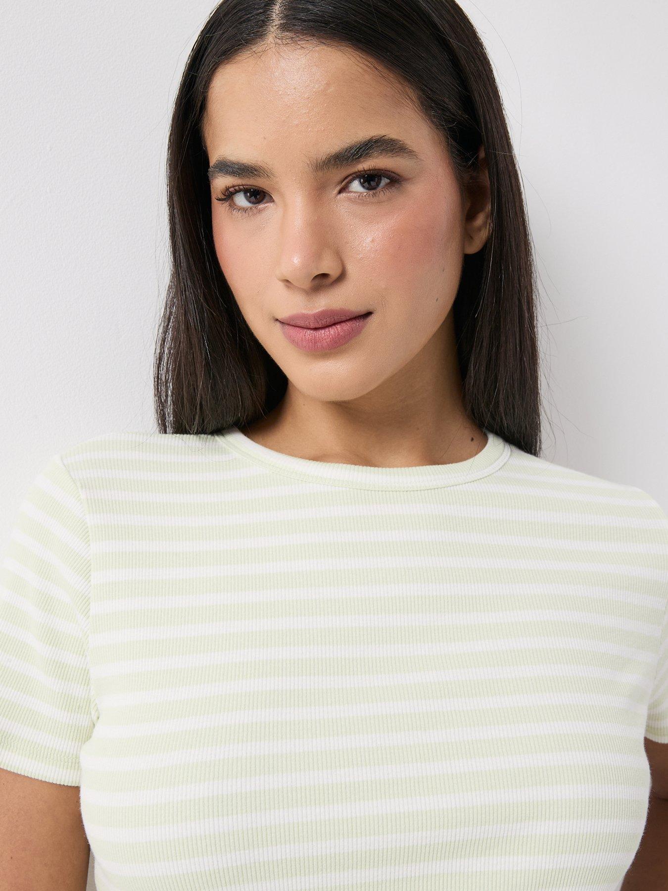 jdy-jdy-solar-short-sleeve-striped-top-greenoutfit