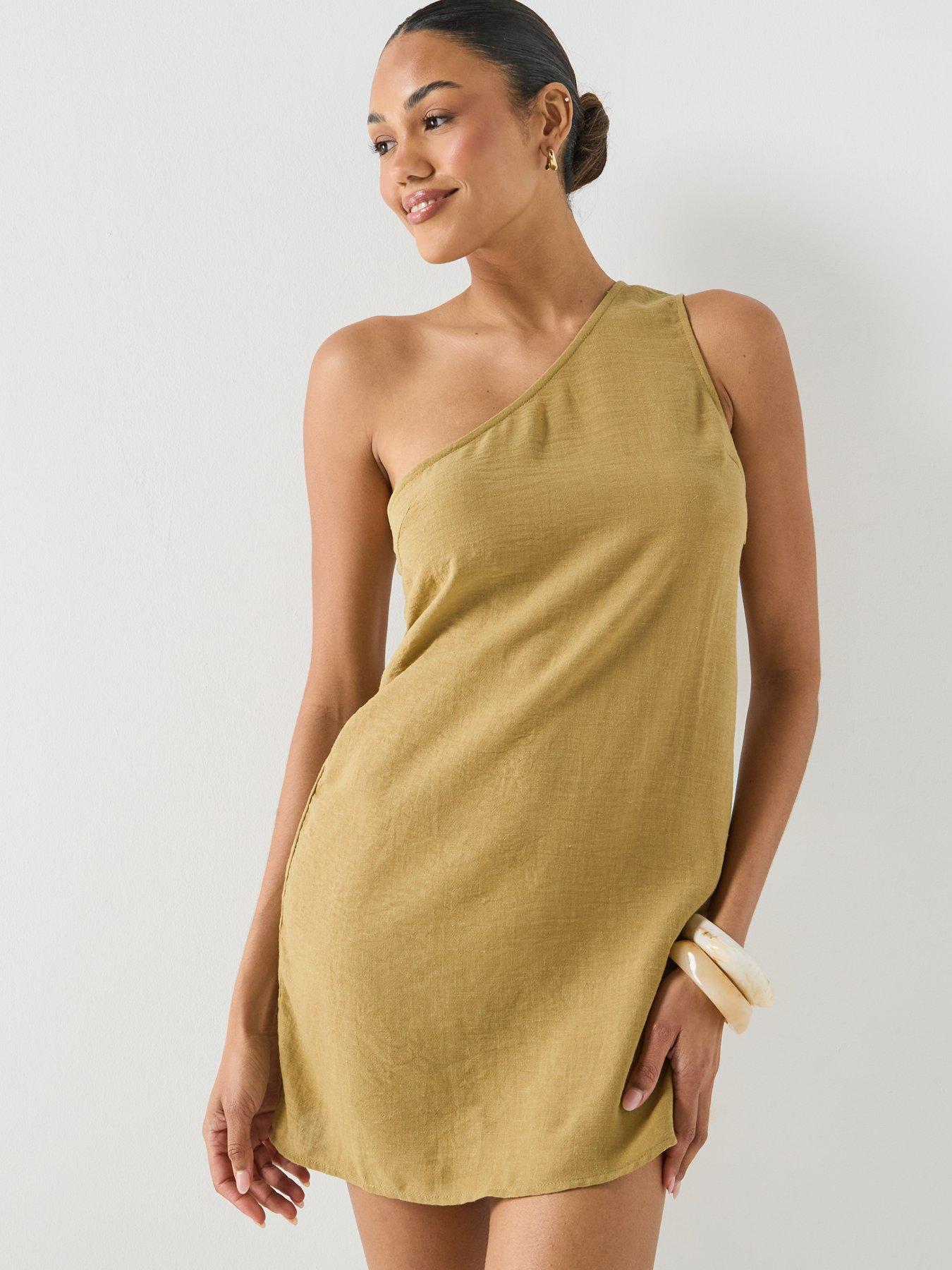 Image 1 of 5 of Vero Moda Vero Moda&nbsp;One Shoulder Mini Dress&nbsp;- Green