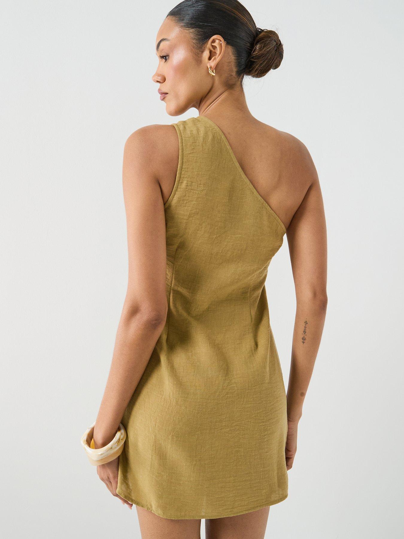 Image 2 of 5 of Vero Moda Vero Moda&nbsp;One Shoulder Mini Dress&nbsp;- Green