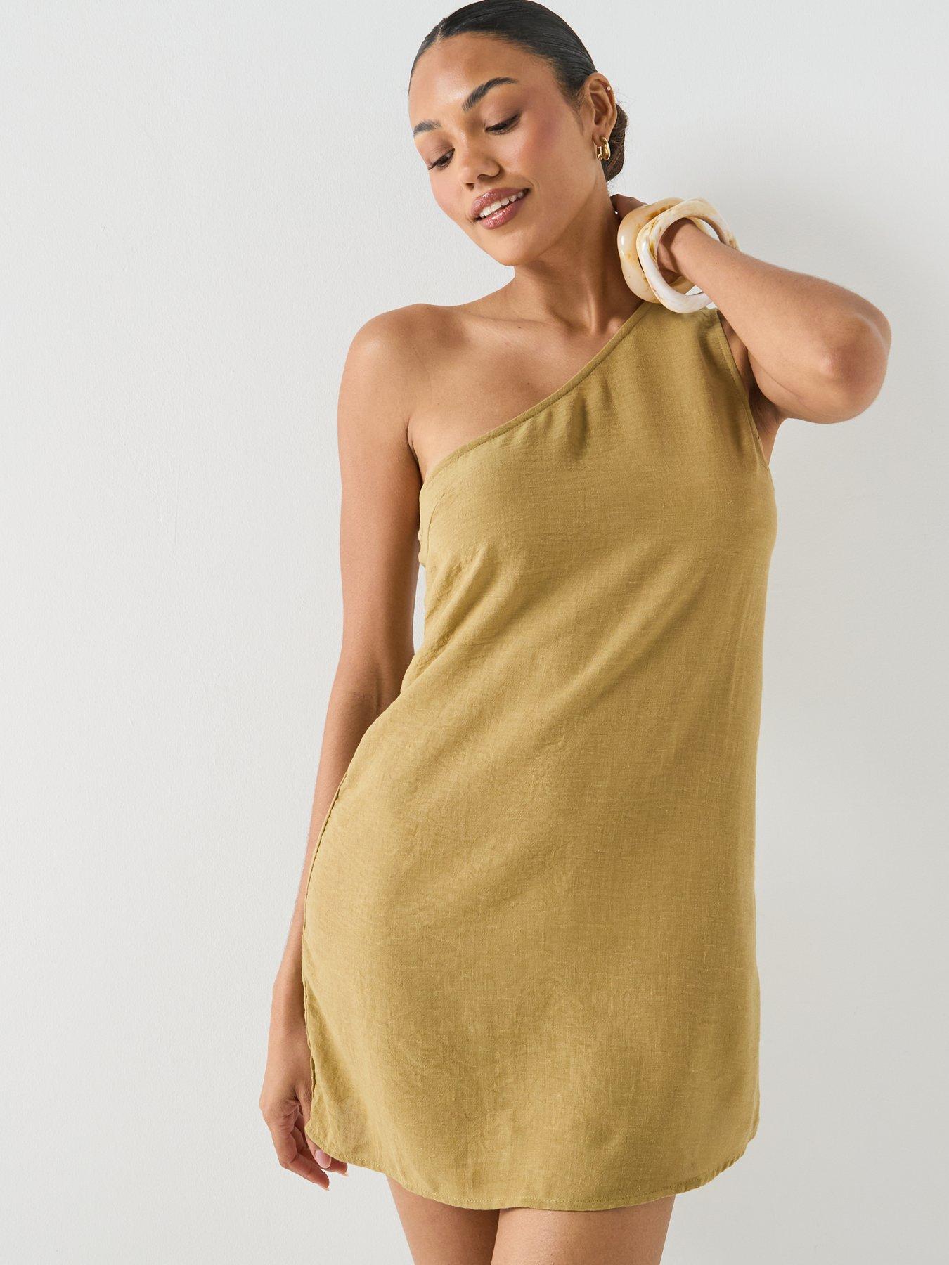Image 5 of 5 of Vero Moda Vero Moda&nbsp;One Shoulder Mini Dress&nbsp;- Green