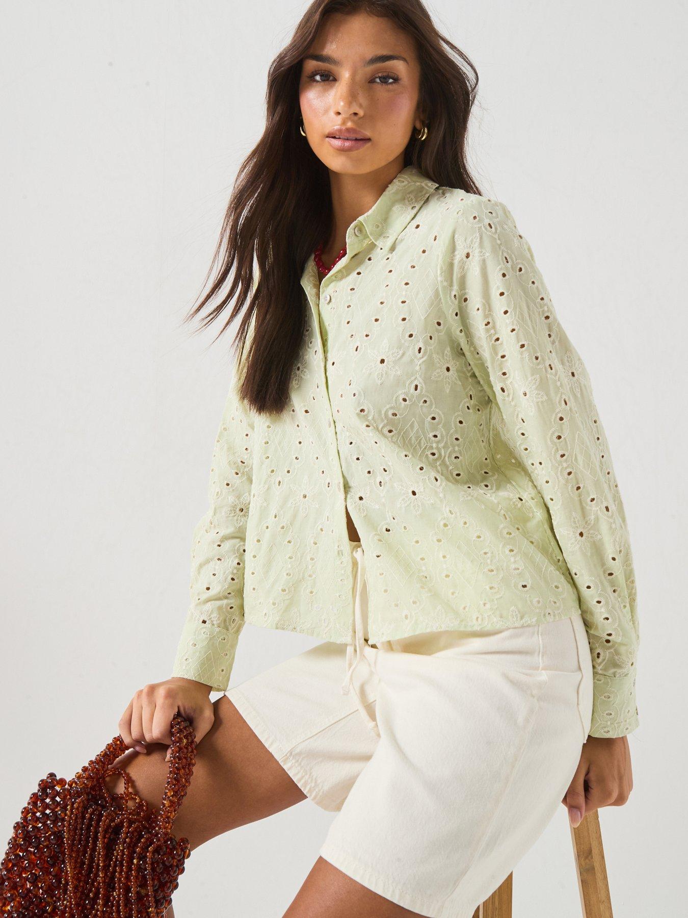 Image 6 of 6 of Vero Moda Vmhay Long Sleeve Shirt Wvn - Green
