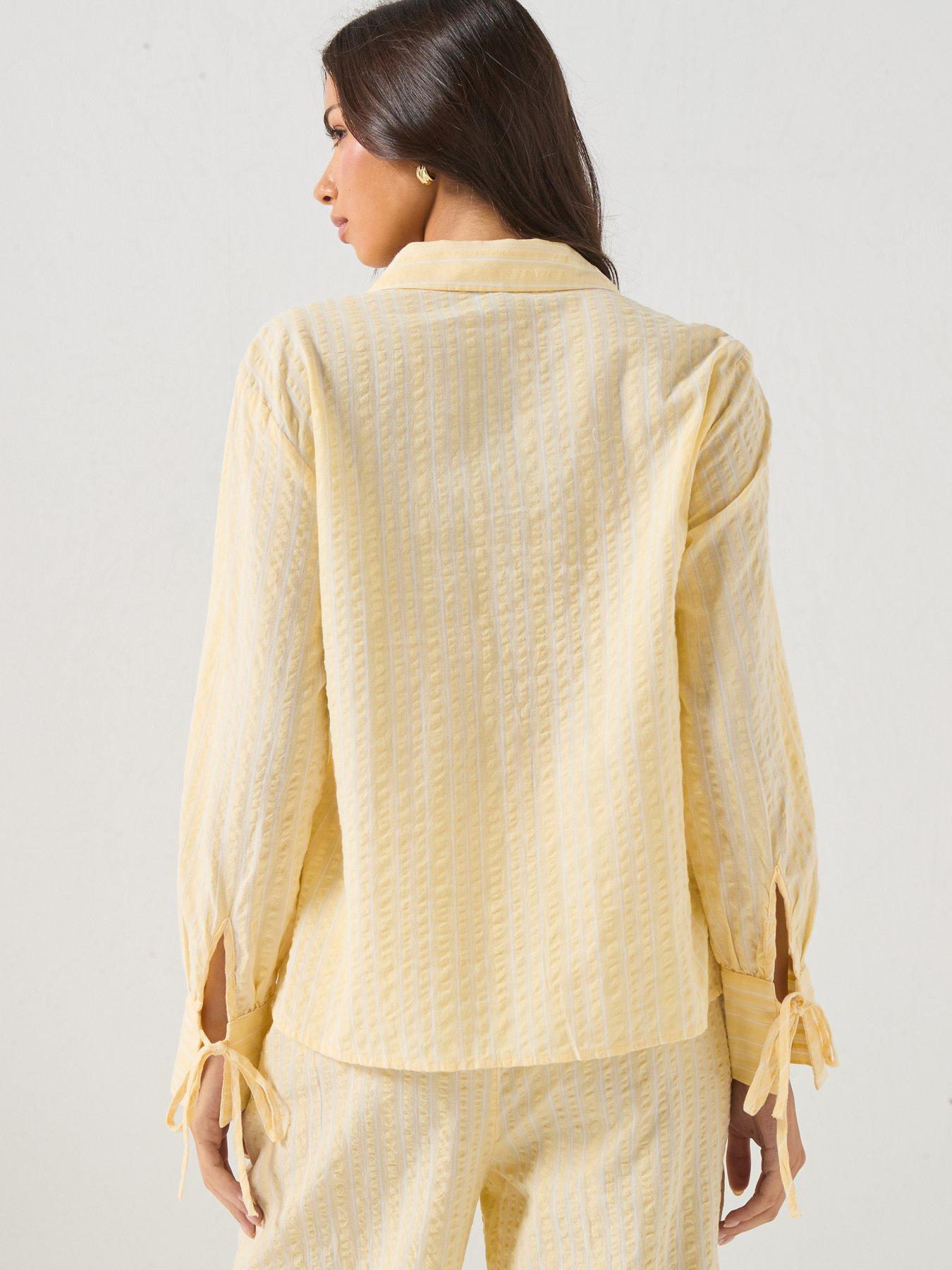 Image 2 of 6 of Vero Moda Vmelena Long Sleeve Stripe Shirt Wvn - Yellow