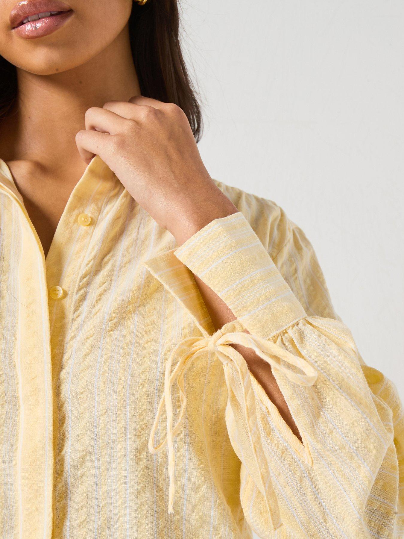 Image 4 of 6 of Vero Moda Vmelena Long Sleeve Stripe Shirt Wvn - Yellow