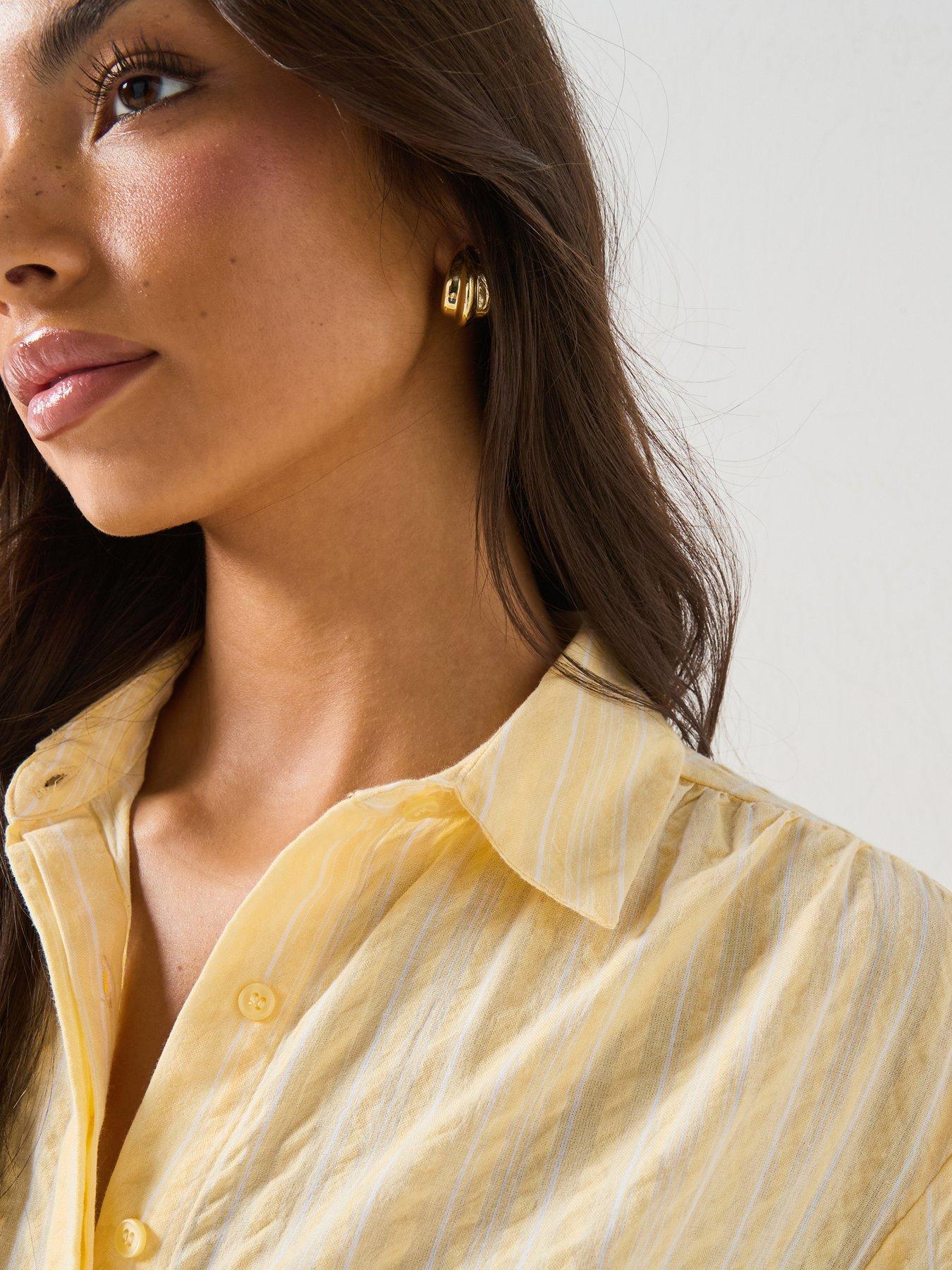 Image 5 of 6 of Vero Moda Vmelena Long Sleeve Stripe Shirt Wvn - Yellow