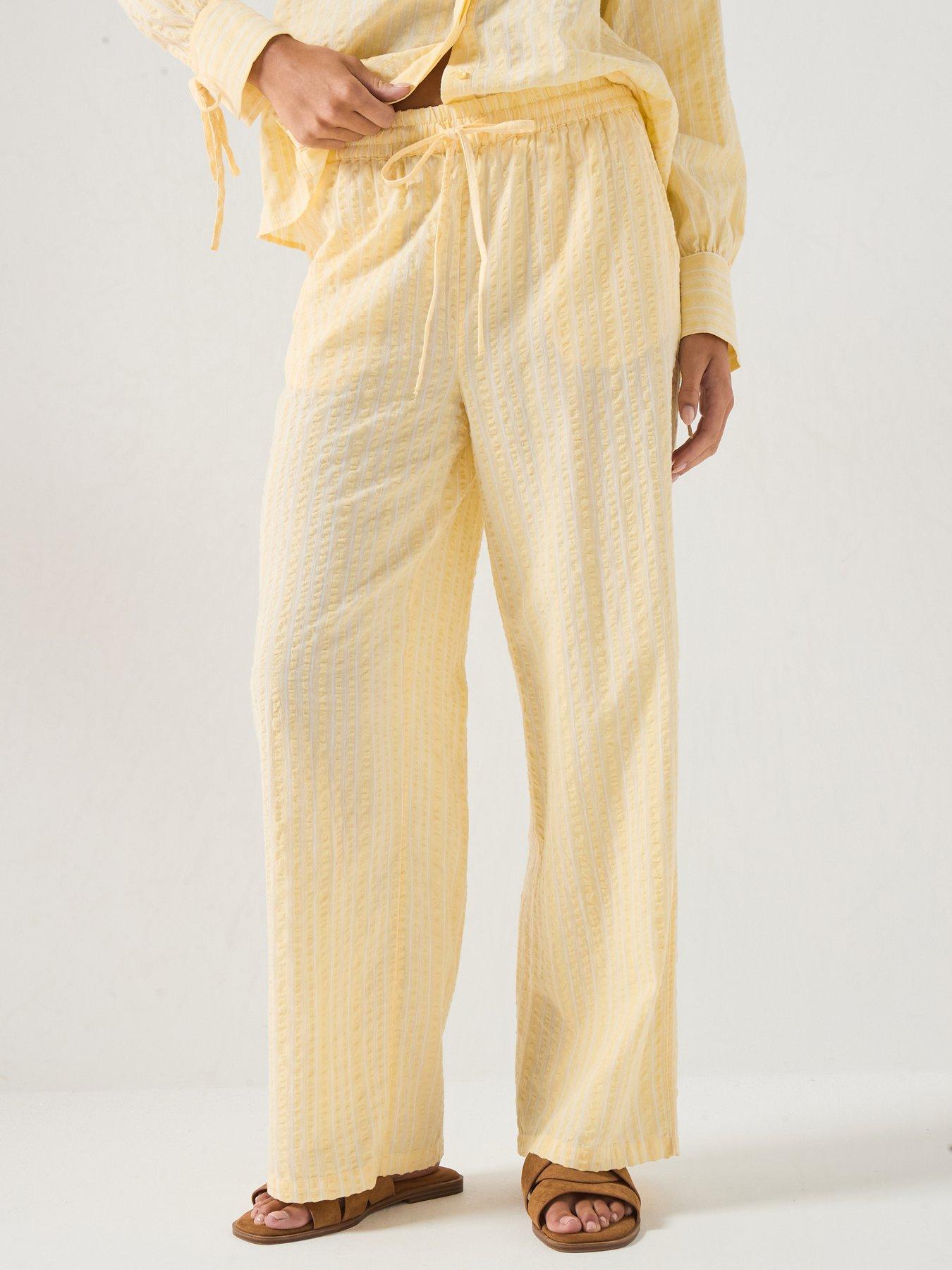 Vero Moda Vmelena Hw Stripe Pant Wvn - Yellow