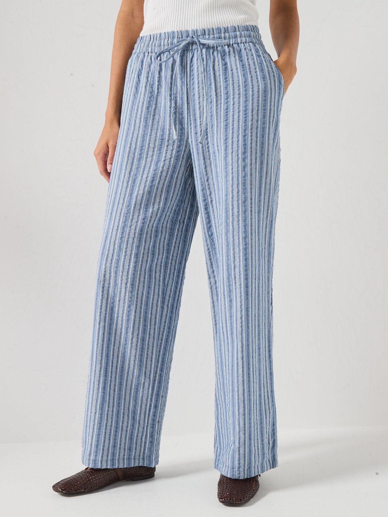 Vero Moda Vmelena Hw Stripe Pant Wvn - Blue