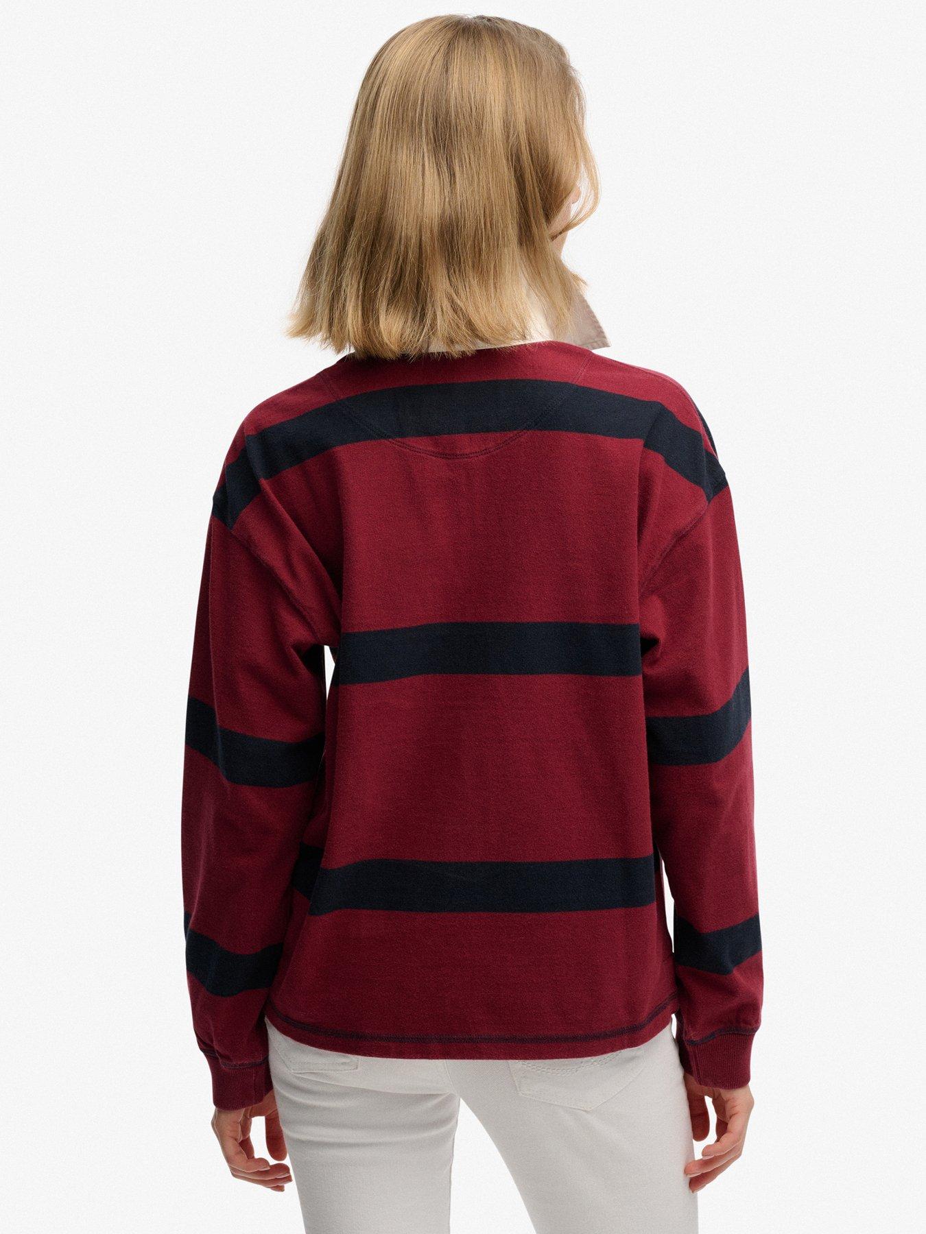 Image 2 of 5 of Superdry Heritage Stripe Rugby Top - Red