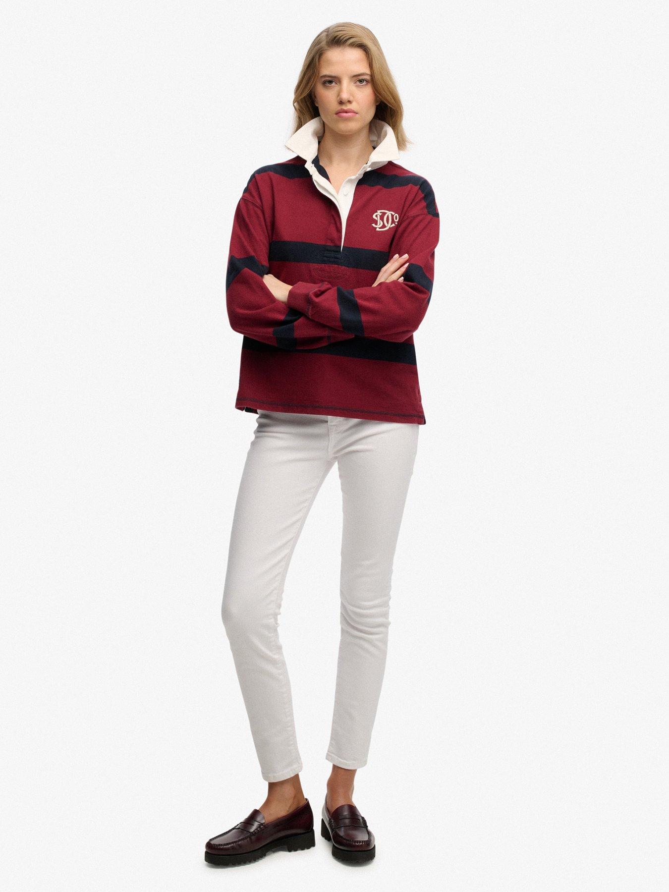 Image 3 of 5 of Superdry Heritage Stripe Rugby Top - Red