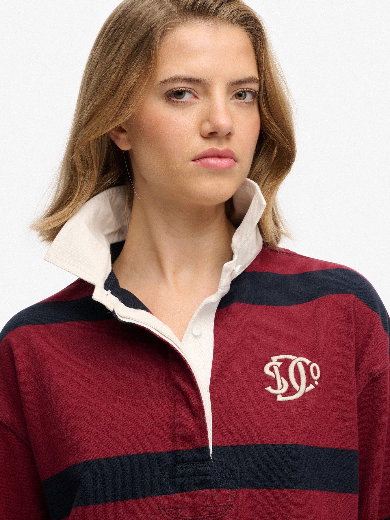 Image 4 of 5 of Superdry Heritage Stripe Rugby Top - Red