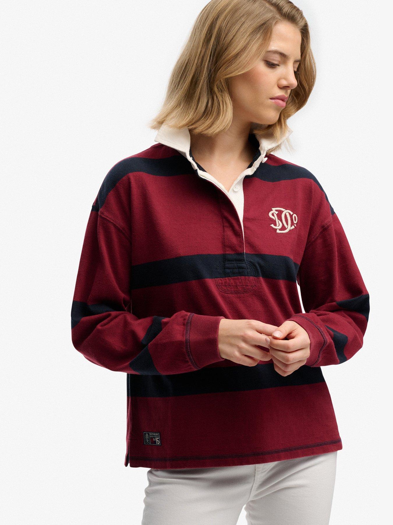 Image 5 of 5 of Superdry Heritage Stripe Rugby Top - Red