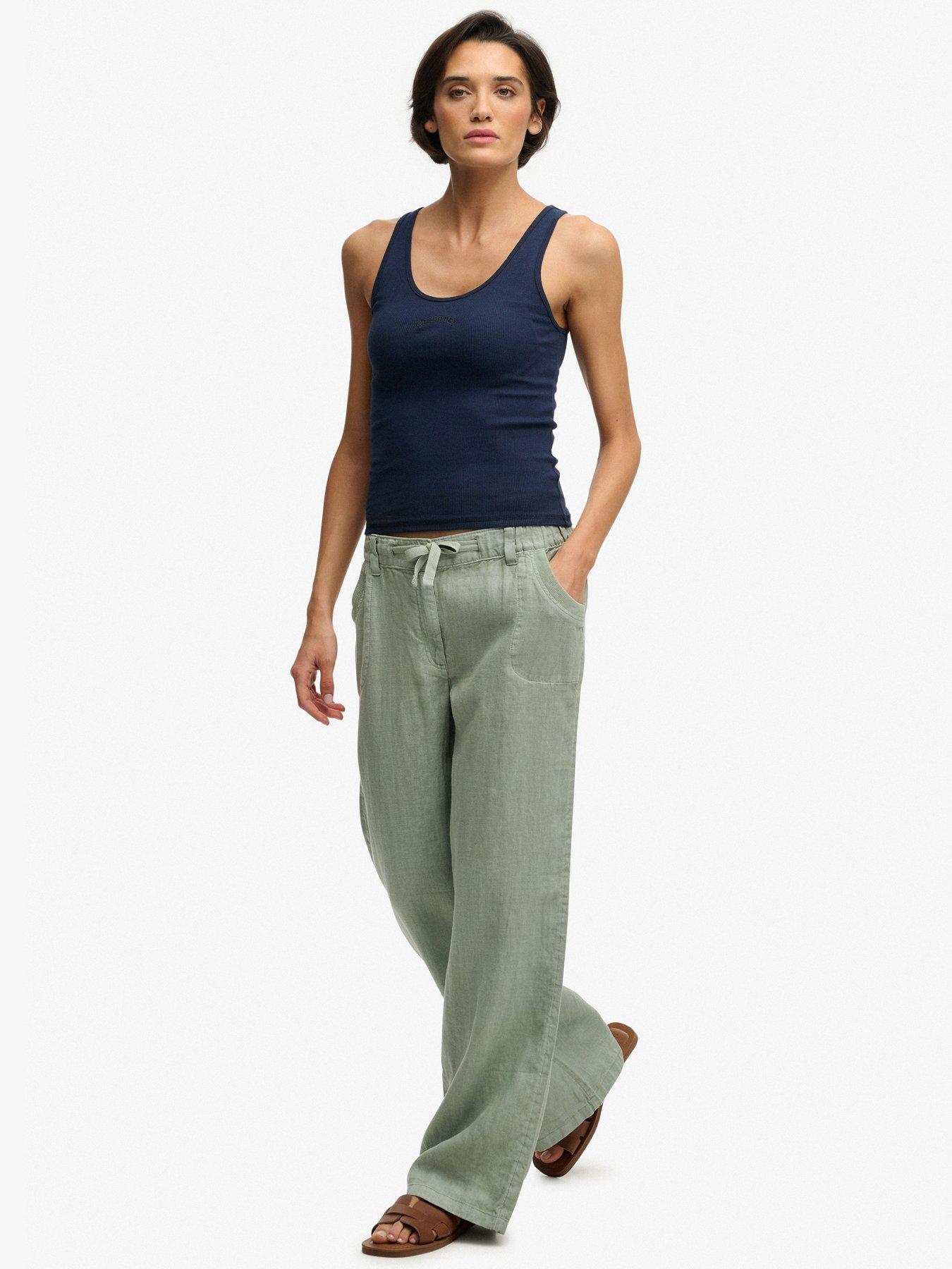 superdry-linen-low-rise-pant-greendetail