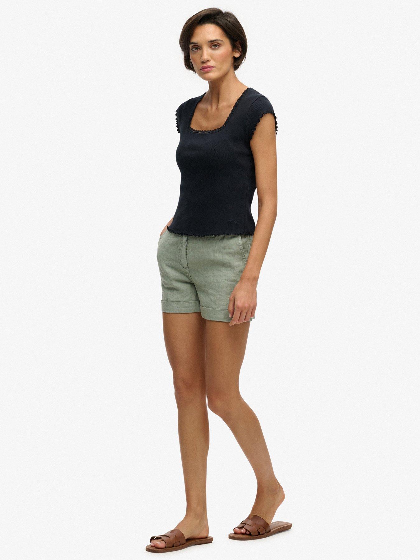 superdry-mid-rise-linen-short-greendetail