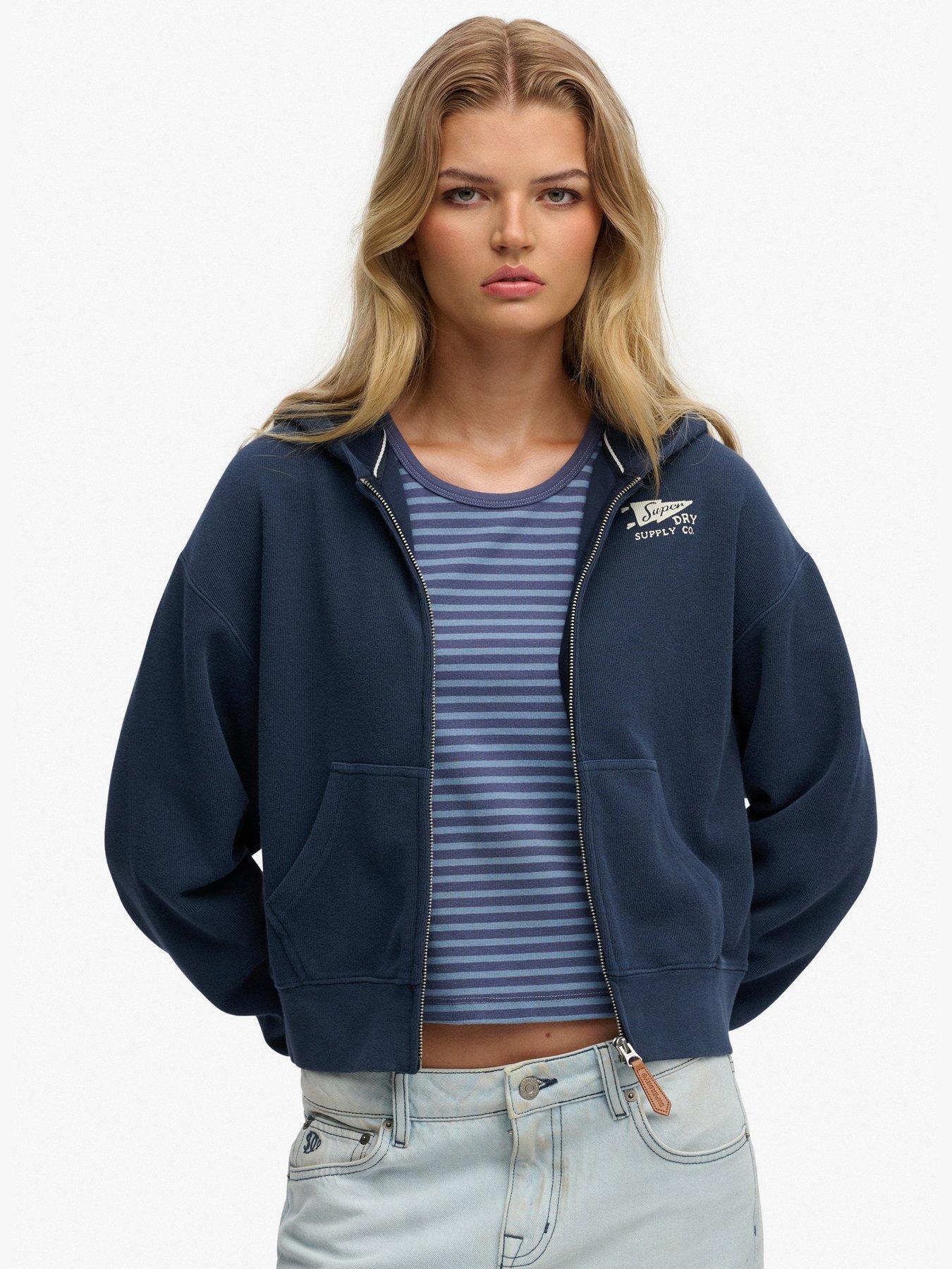 Image 1 of 5 of Superdry Heritage Hamptons Zip Hoodie - Blue