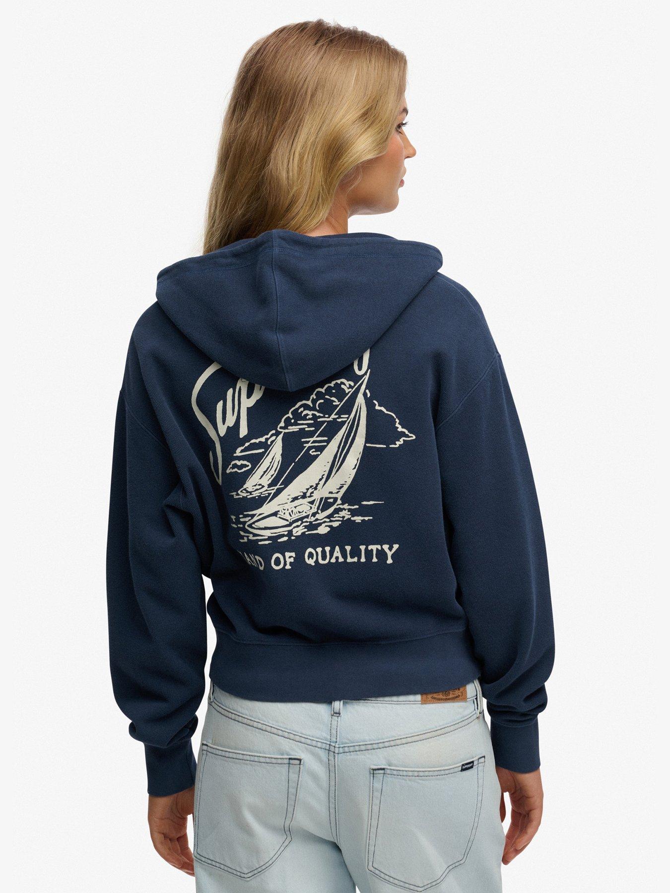 Image 2 of 5 of Superdry Heritage Hamptons Zip Hoodie - Blue