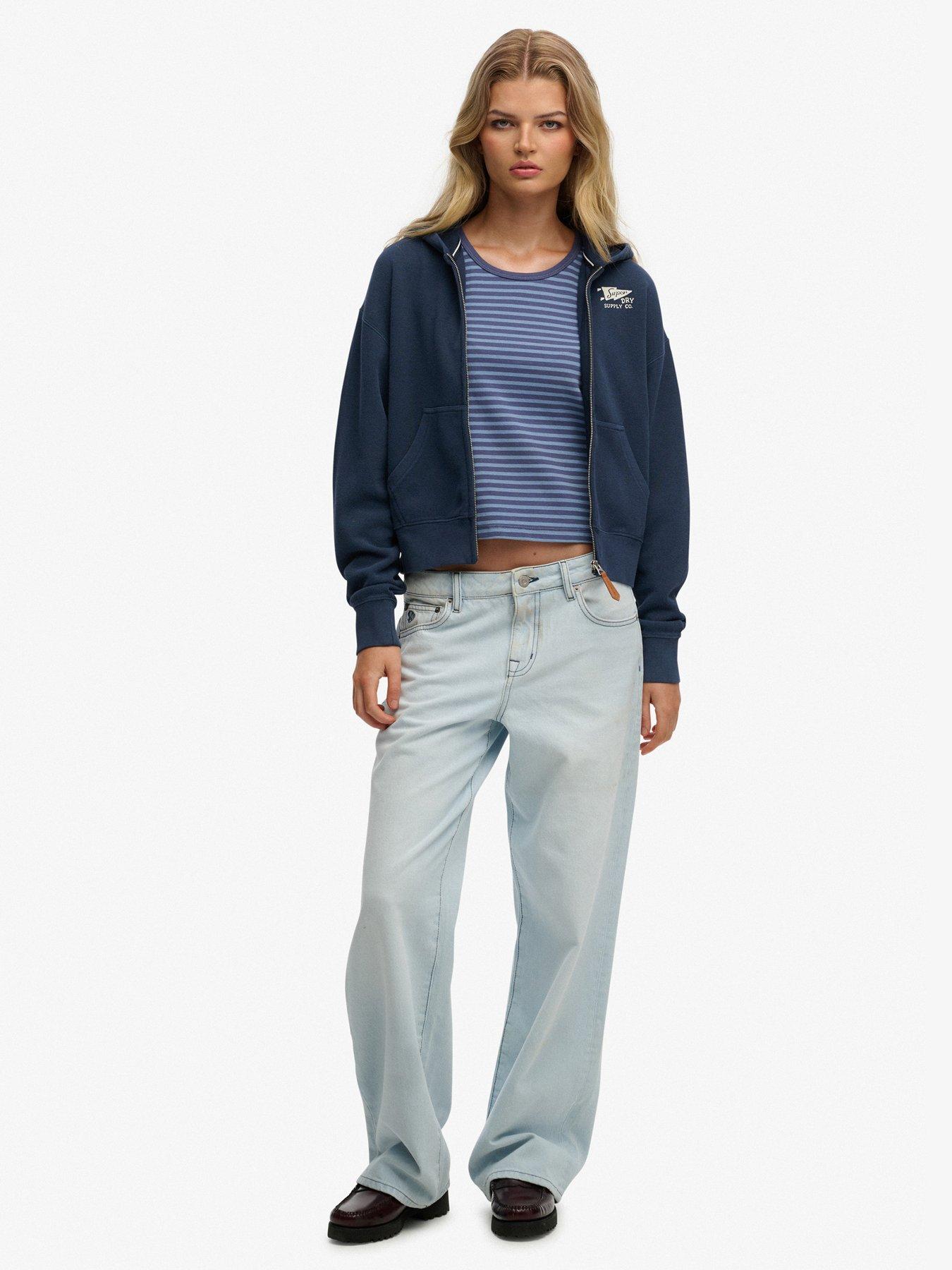 Image 3 of 5 of Superdry Heritage Hamptons Zip Hoodie - Blue
