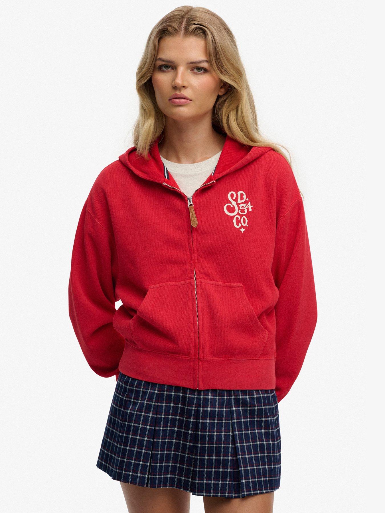 Image 1 of 5 of Superdry Heritage Hamptons Zip Hoodie - Red