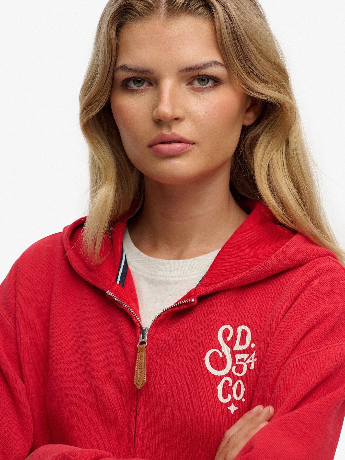 Image 4 of 5 of Superdry Heritage Hamptons Zip Hoodie - Red