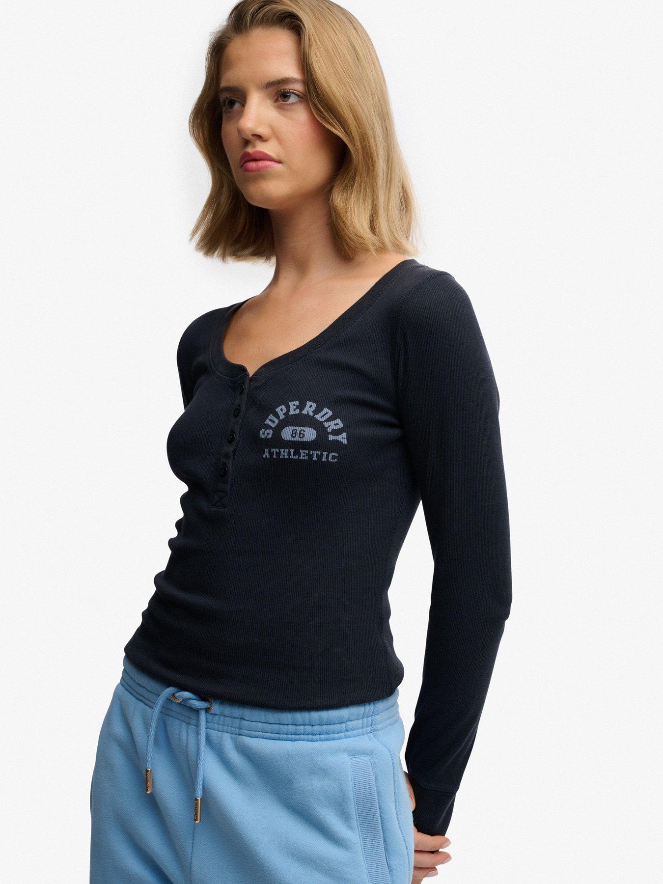 Image 4 of 6 of Superdry Athletic Button Down Long Sleeve Top - Blue