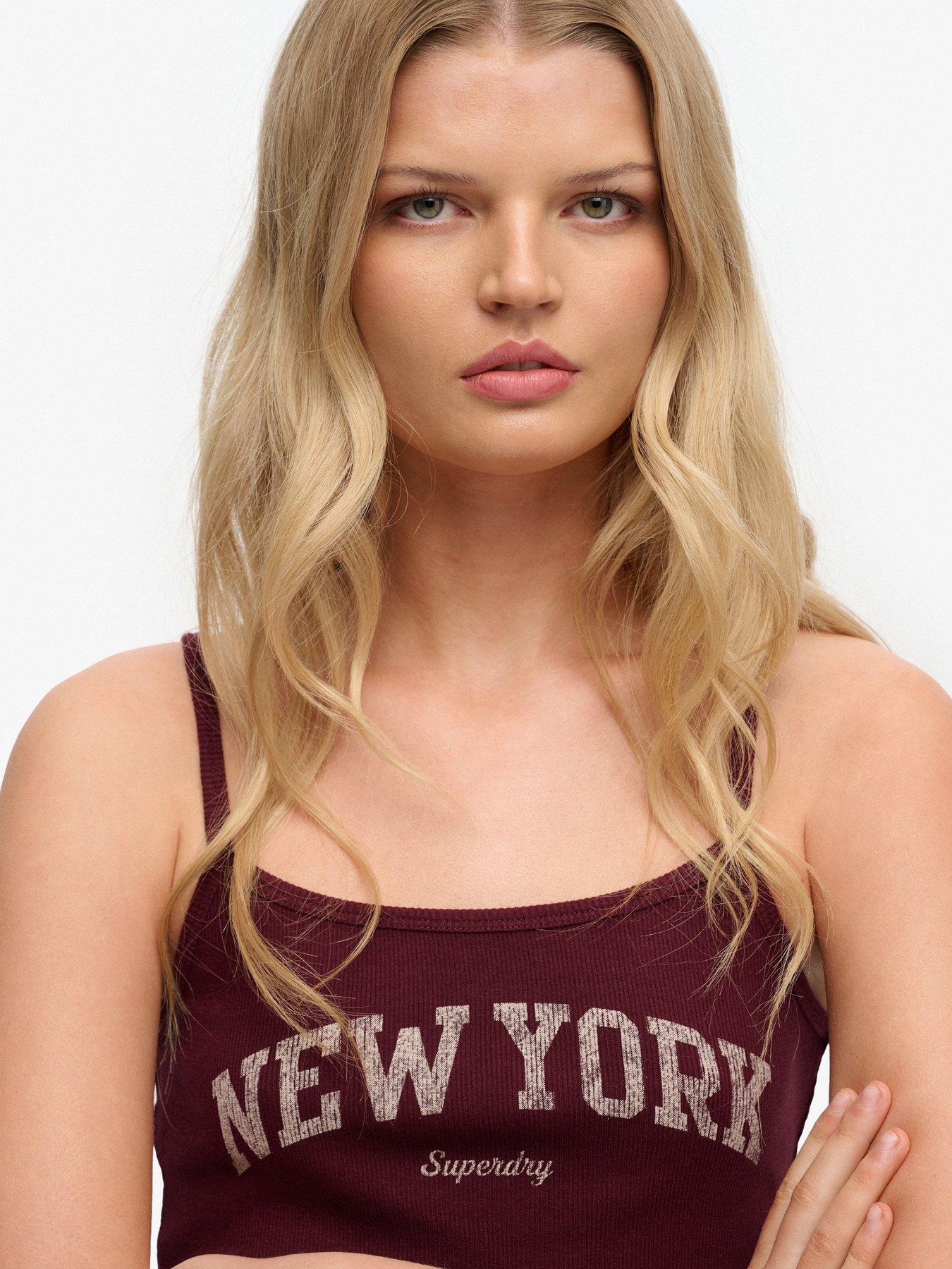 Image 4 of 5 of Superdry Athletic Essentials Graphic Print Cami Top - Burgundy