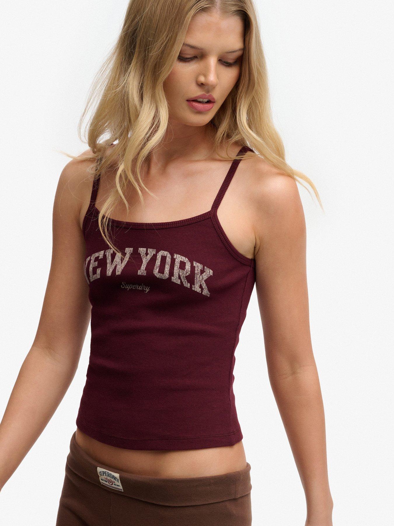 Image 5 of 5 of Superdry Athletic Essentials Graphic Print Cami Top - Burgundy