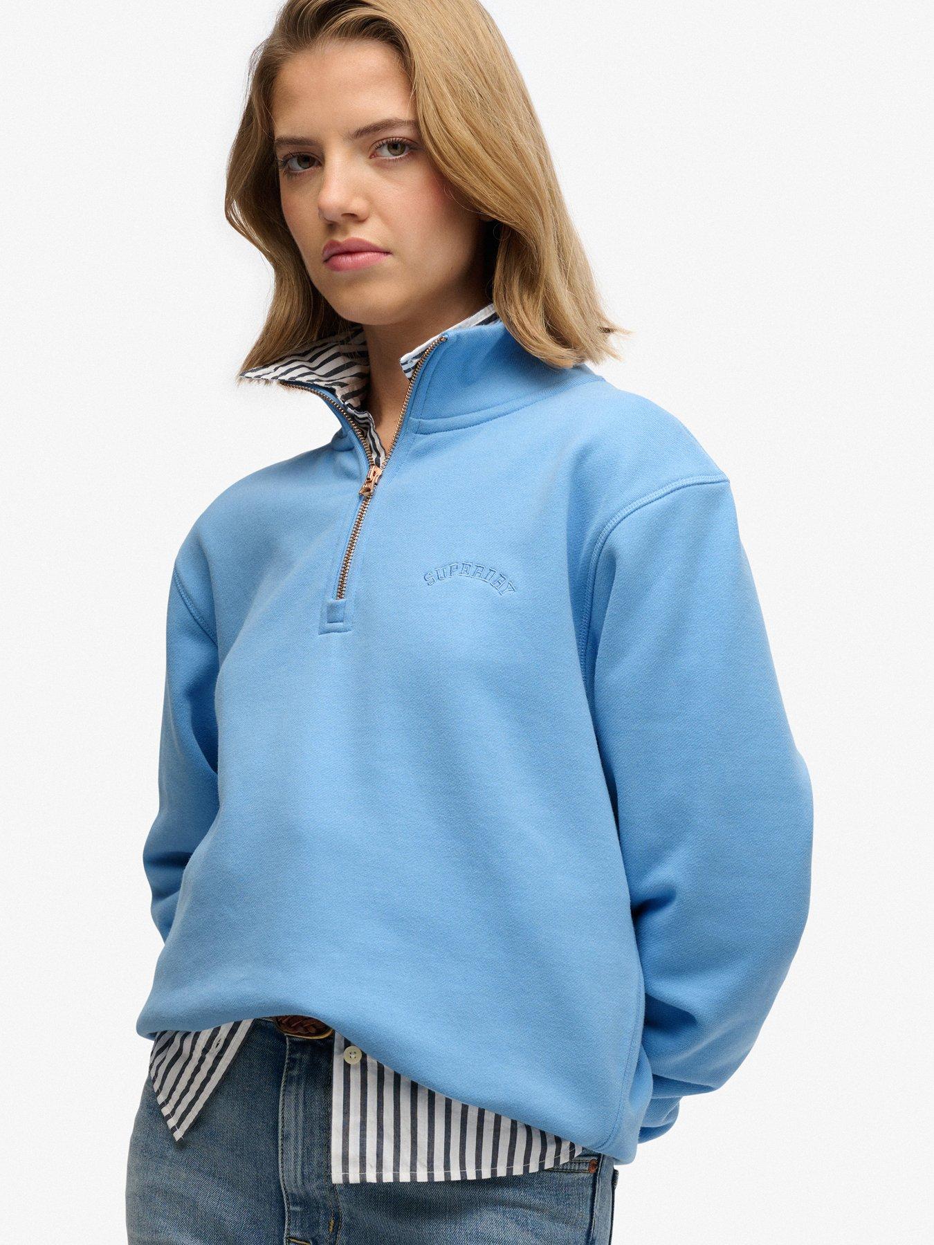 Image 5 of 5 of Superdry Essential Logo Embellished Half Zip Sweatshirt - Blue