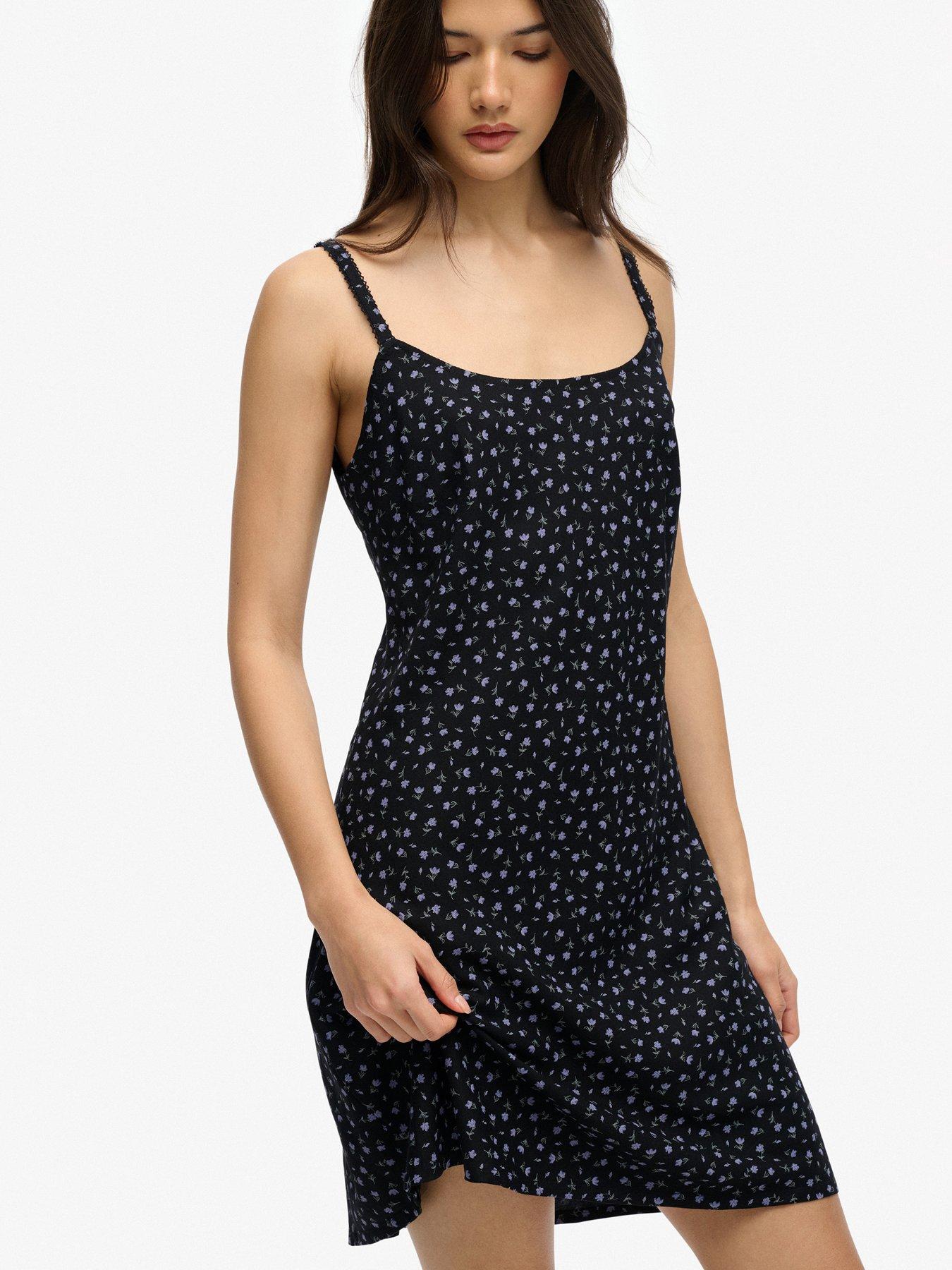 Image 6 of 7 of Superdry Printed Cami Mini Dress - Black