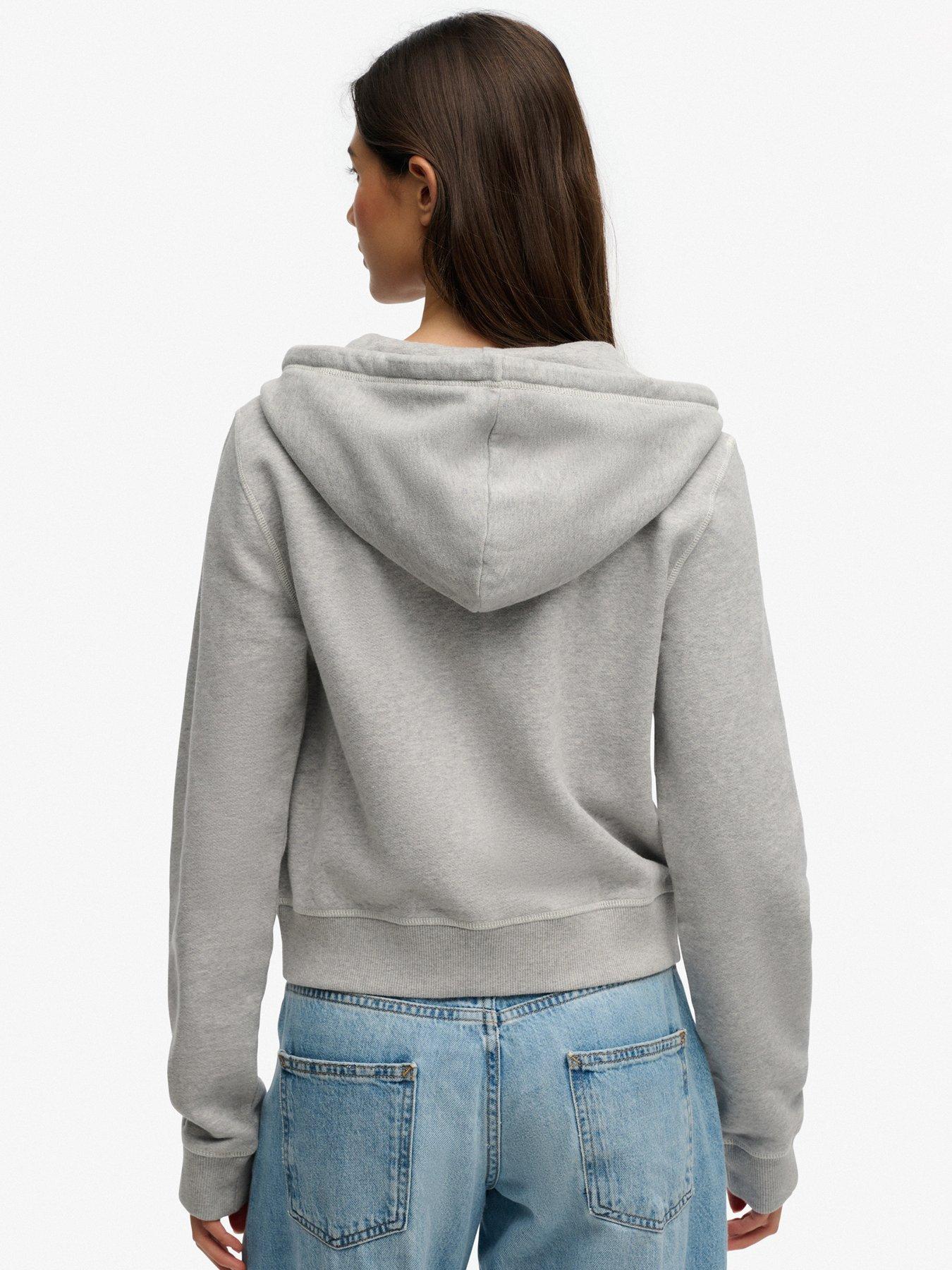 Image 2 of 5 of Superdry Athletic Essentials Relaxed Crop Zip Hoodie - Grey