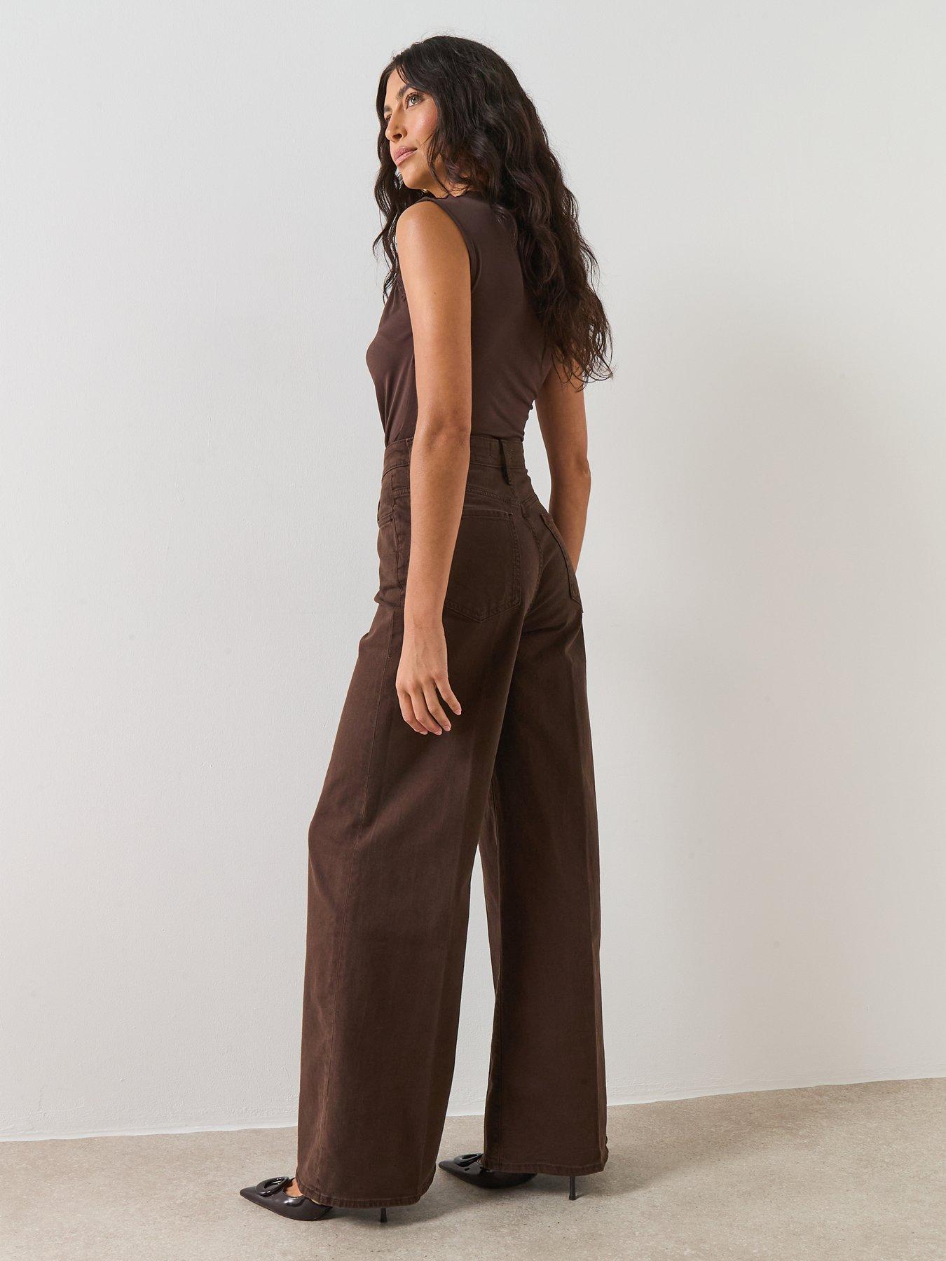 Image 6 of 6 of Mango Danila High Waisted Wide Leg Jeans - Brown