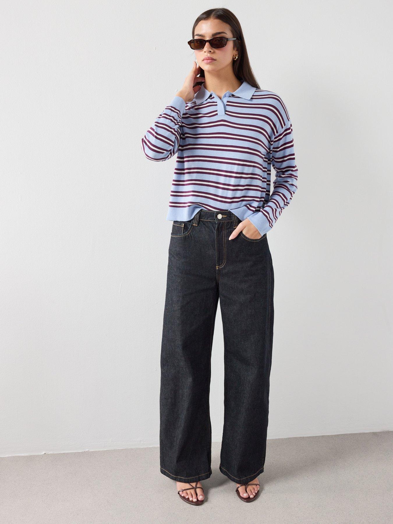 mango-striped-polo-neck-sweater-blueback
