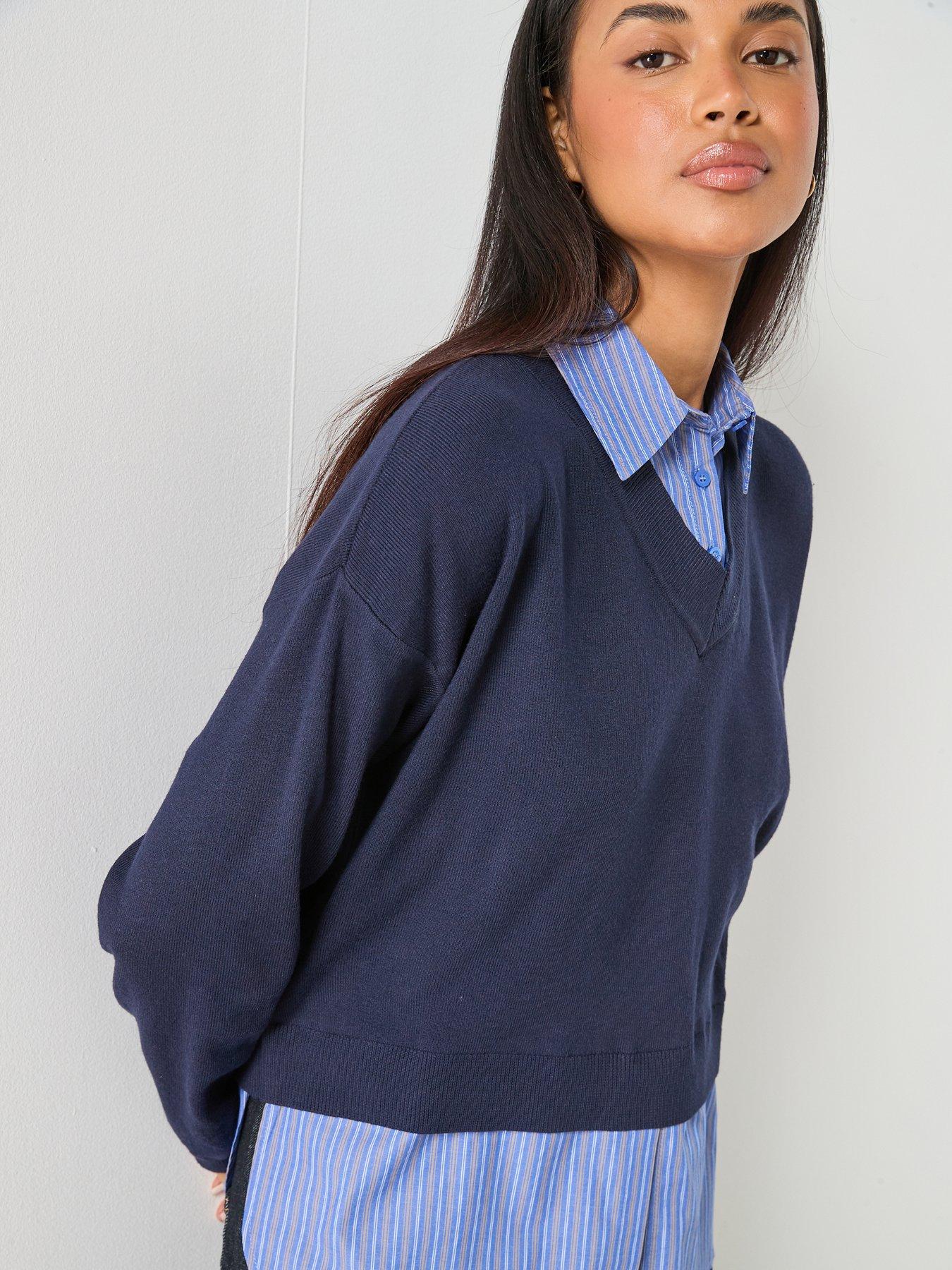mango-combined-shirt-jumper-blueoutfit