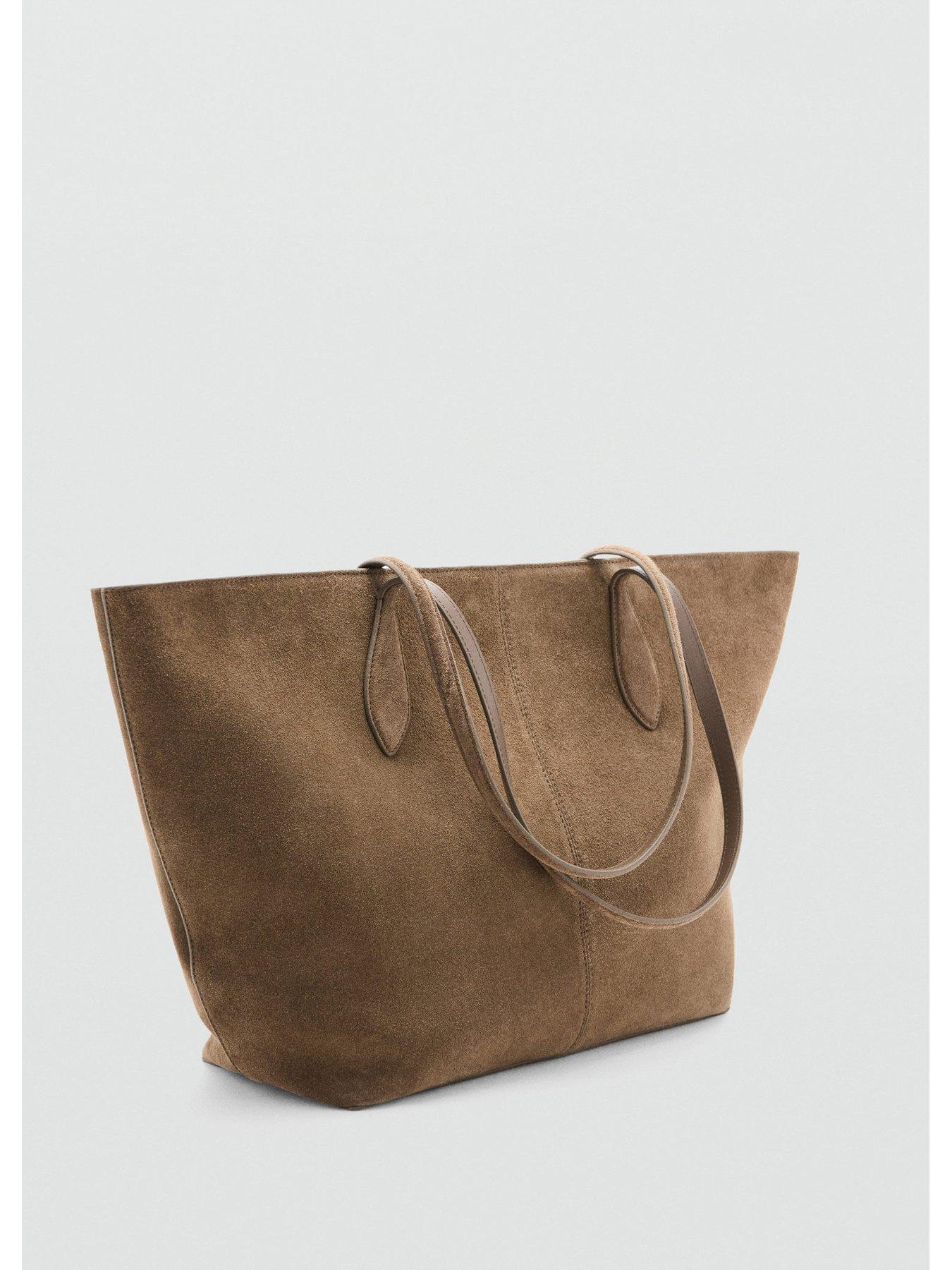 Image 2 of 4 of Mango Suede Shopper Bag - Brown