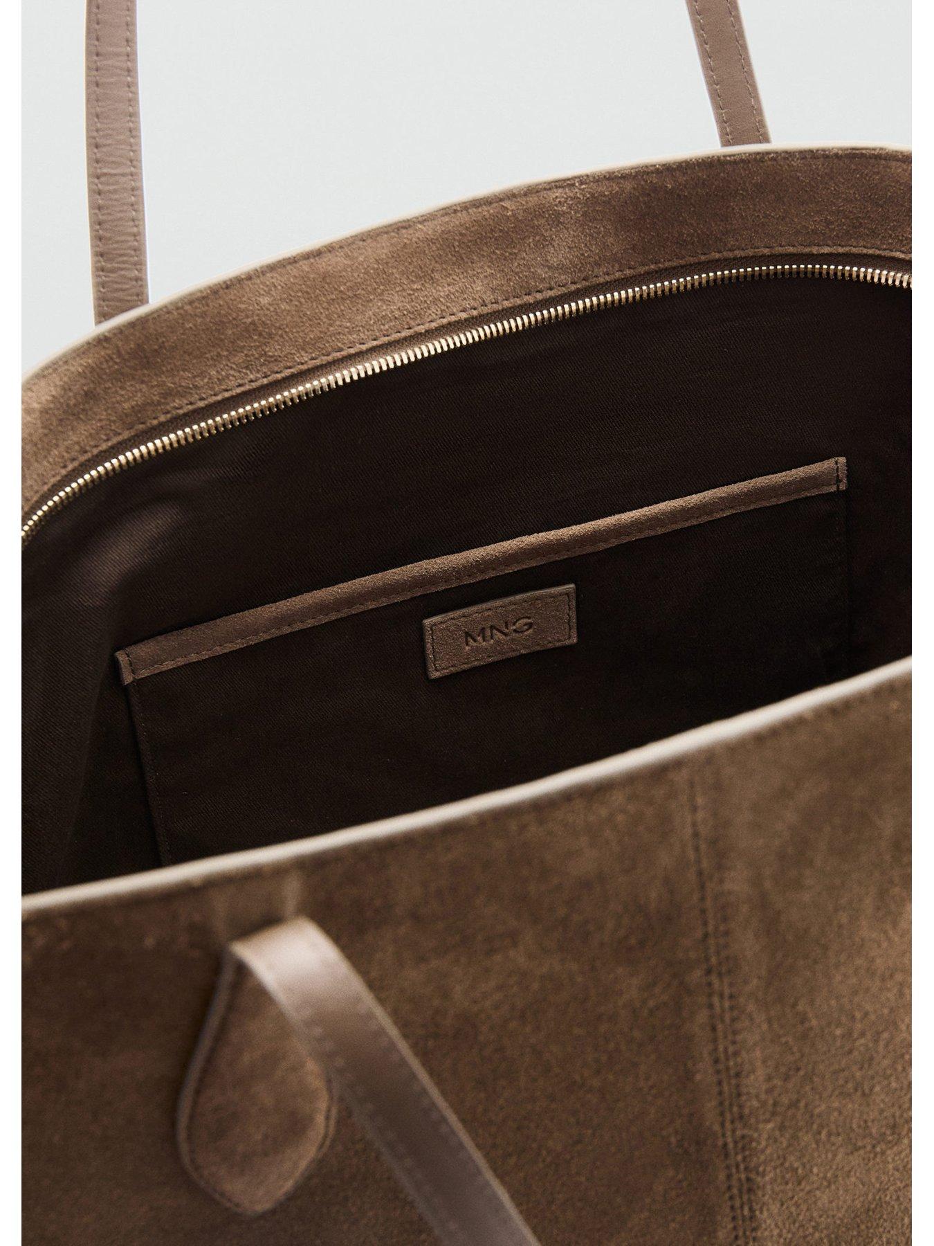 Image 4 of 4 of Mango Suede Shopper Bag - Brown