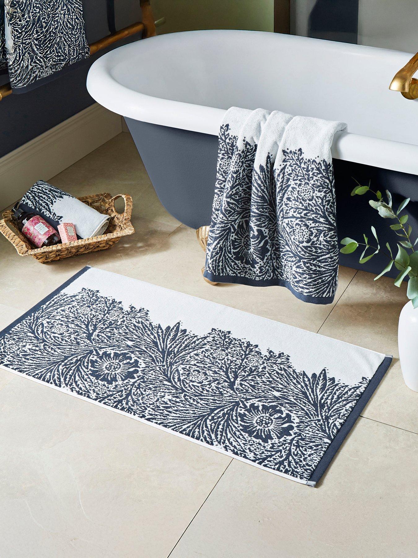 William Morris at Home Marigold 100% Cotton 50x90cm Bath Mat Prussian Blue