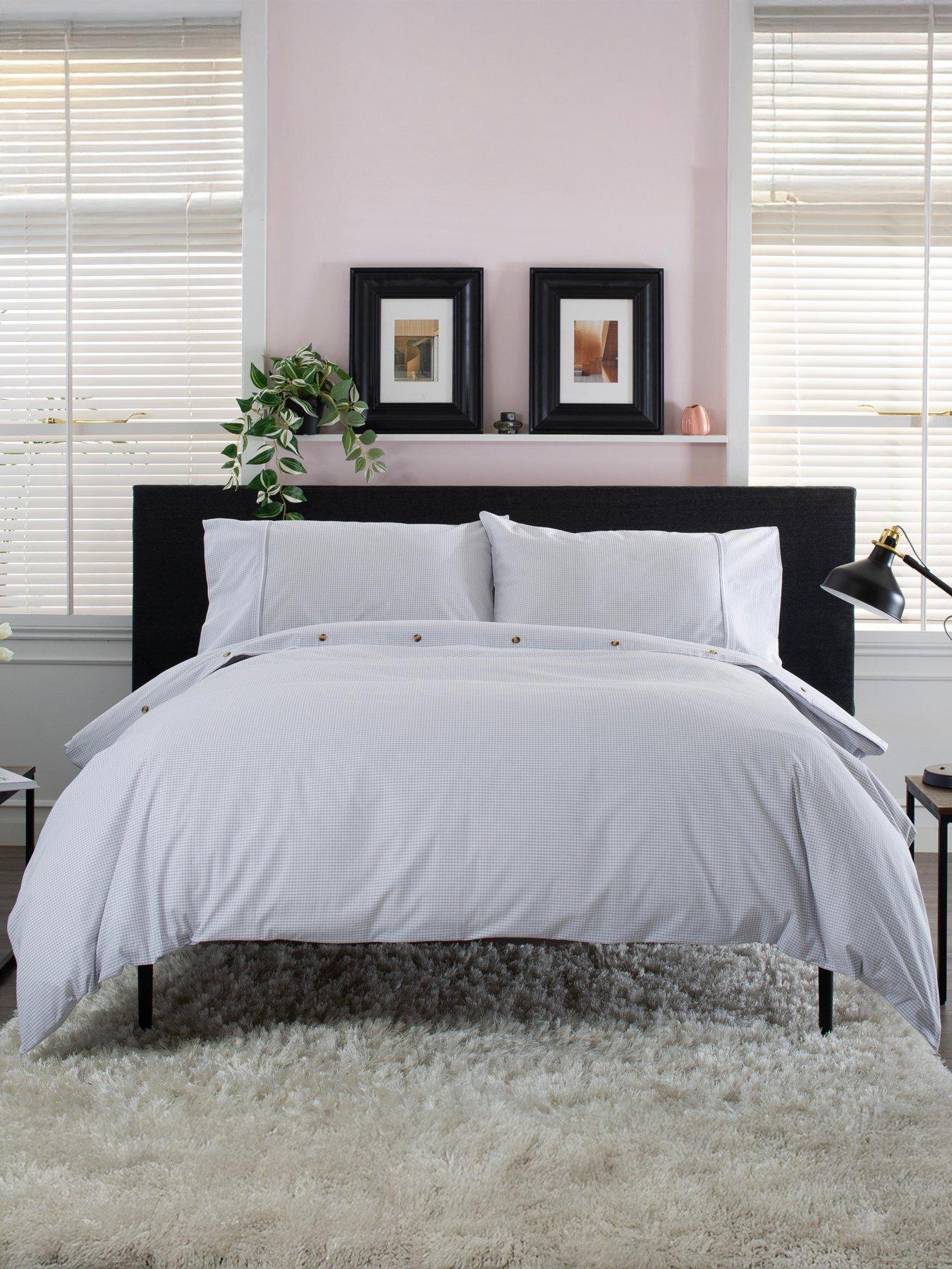 The Lyndon Co TLC Gingham 100% Cotton Duvet Set Grey/White