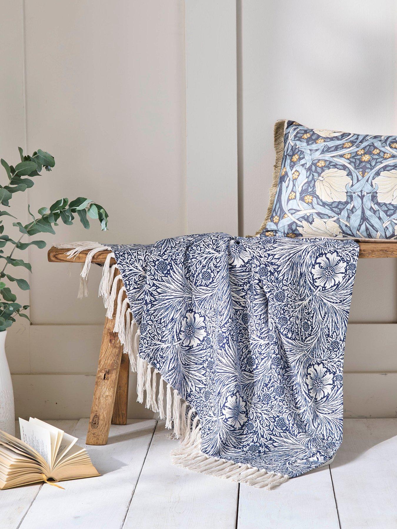 william-morris-at-home-marigold-indigo-blue-throw-130cm-x-170cmfront