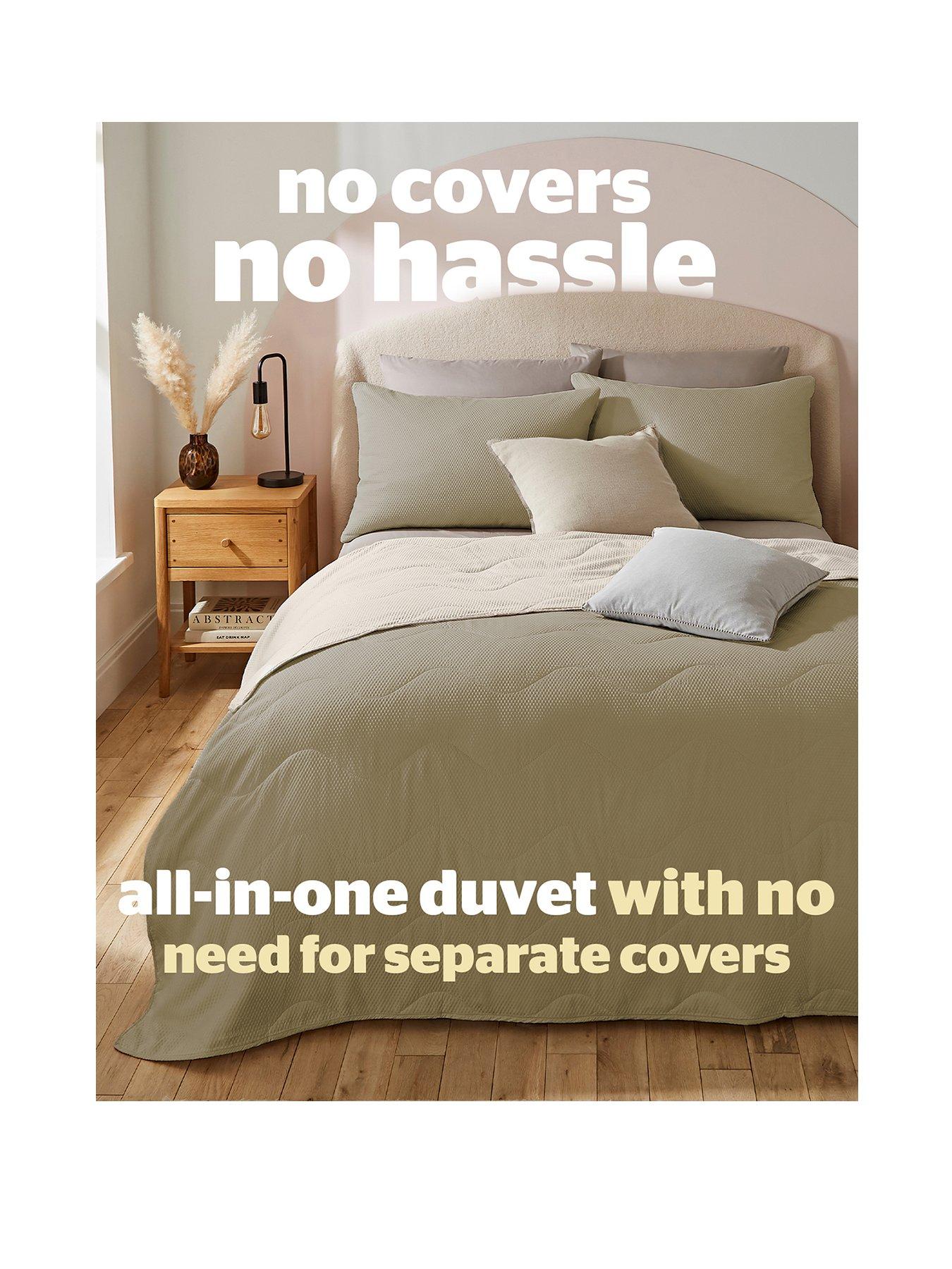 Image 2 of 7 of Silentnight Cooling Summer Breeze Seersucker Coverless Duvet - 2.5 Tog Sage &amp; Cream