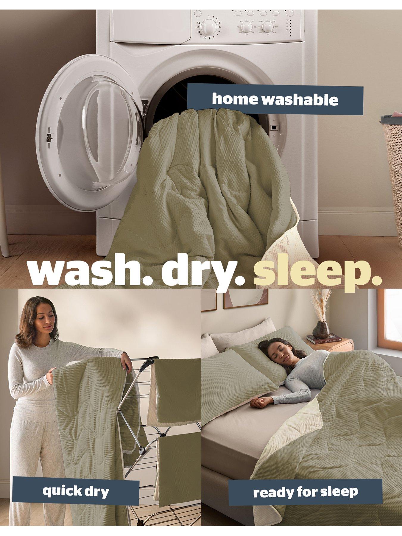 Image 3 of 7 of Silentnight Cooling Summer Breeze Seersucker Coverless Duvet - 2.5 Tog Sage &amp; Cream
