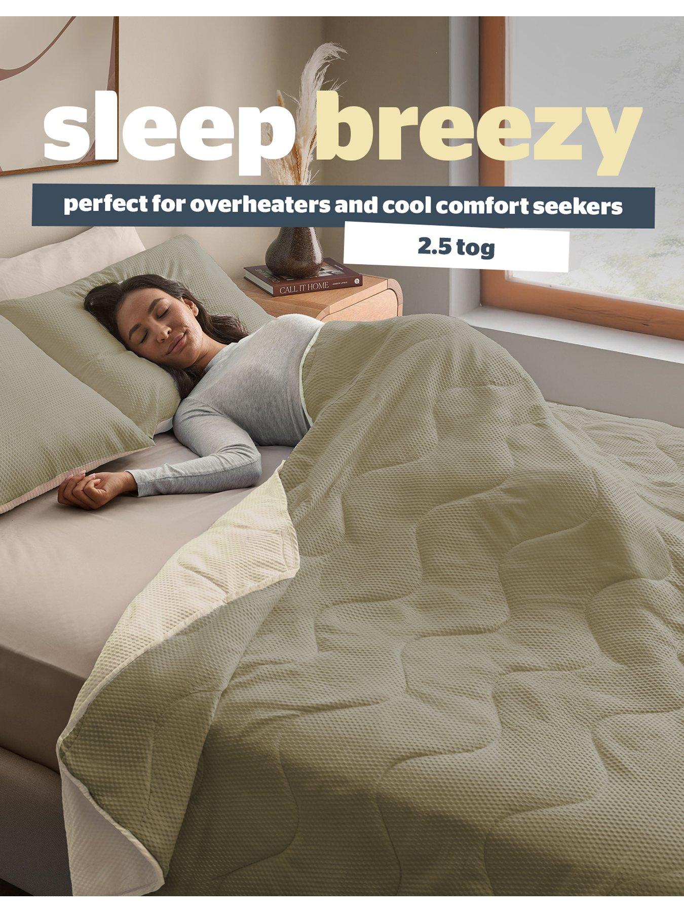 Image 4 of 7 of Silentnight Cooling Summer Breeze Seersucker Coverless Duvet - 2.5 Tog Sage &amp; Cream