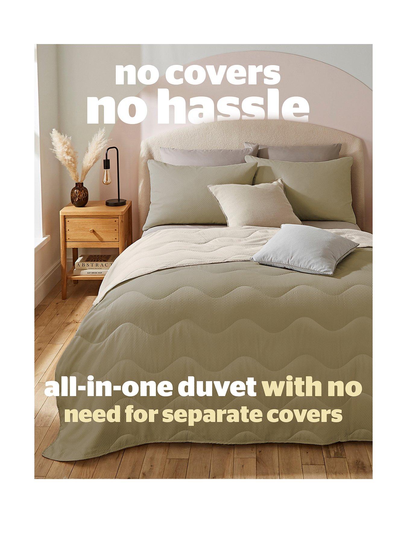 Image 2 of 7 of Silentnight Cooling Summer Breeze Seersucker Coverless Duvet - 4.5 Tog Sage &amp; Cream