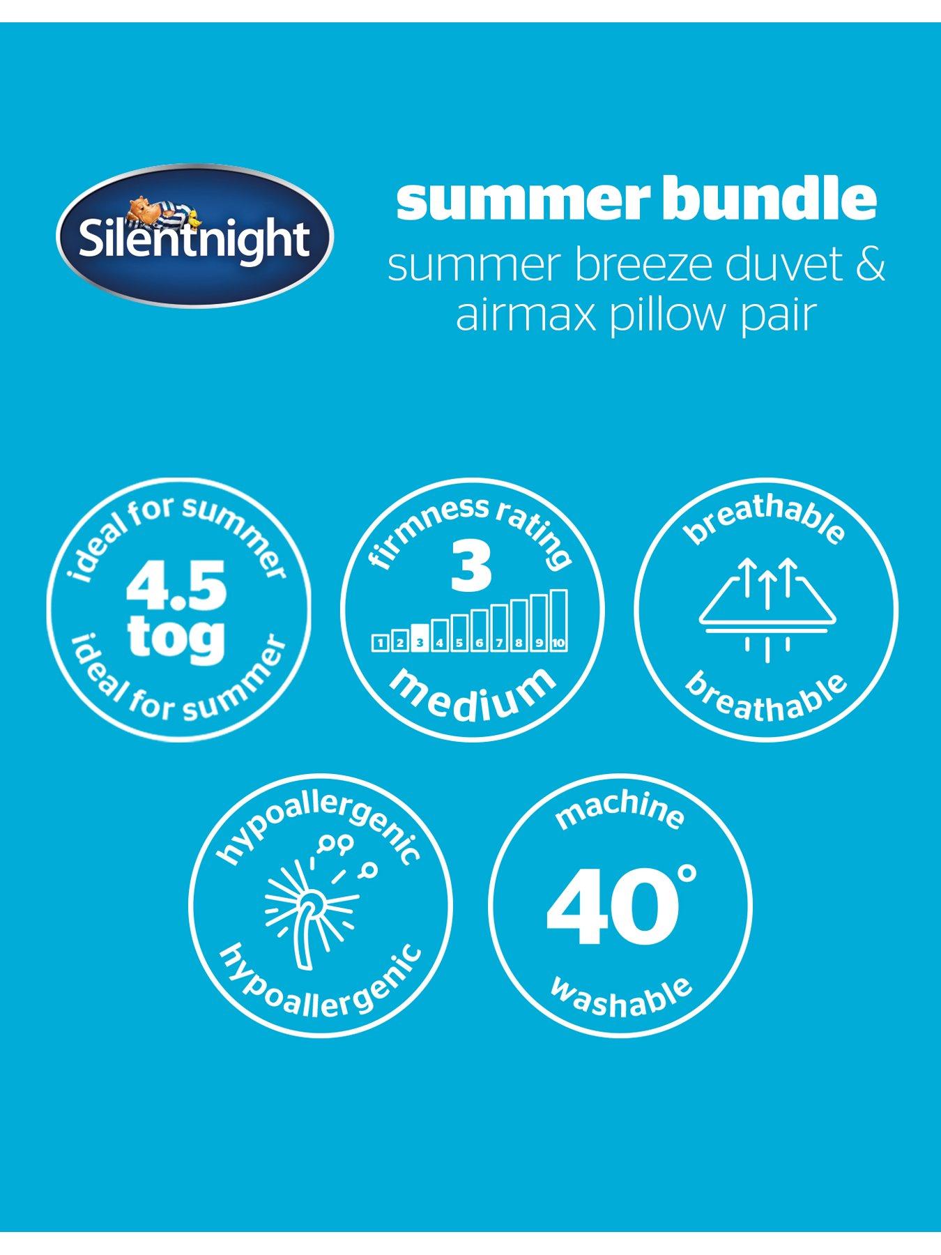 Image 7 of 7 of Silentnight Silentnight Summer Breeze 4.5 Tog And Airmax Pillow Pair Summer Bundle - Double