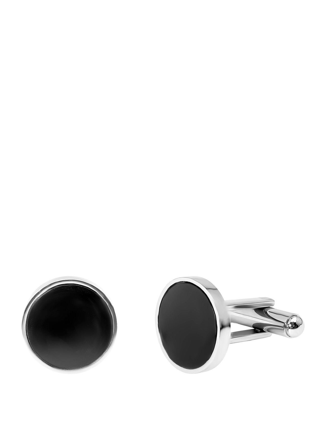 The Love Collection Black Acrylic Circle Cufflinks