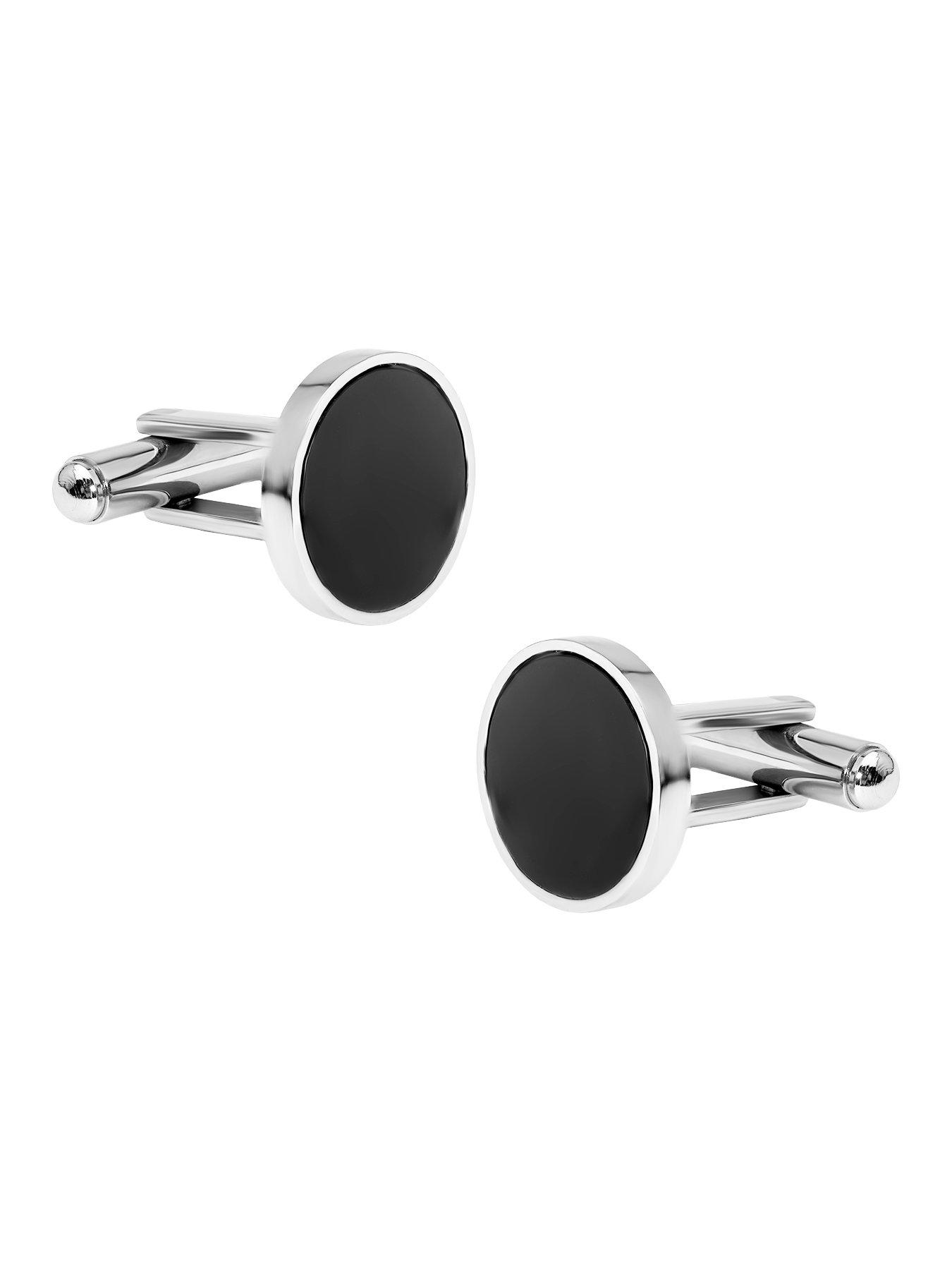 Image 3 of 5 of The Love Collection Black Acrylic Circle Cufflinks