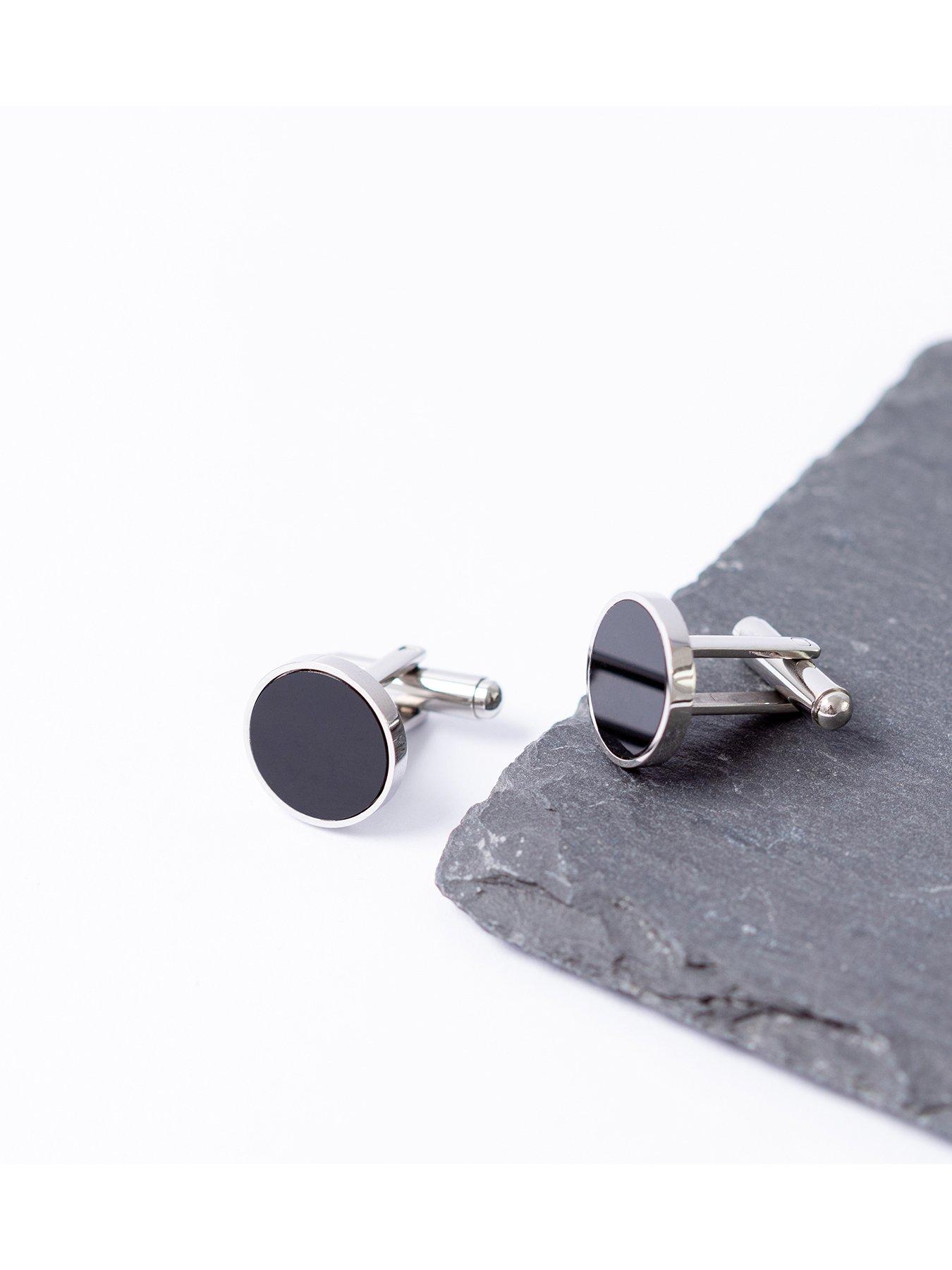 Image 4 of 5 of The Love Collection Black Acrylic Circle Cufflinks