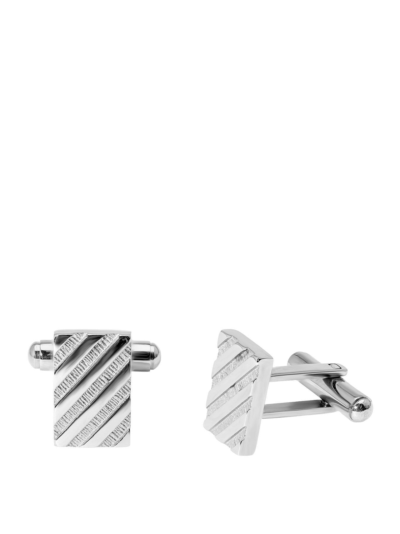 the-love-collection-diagonal-pattern-steel-cufflinksfront